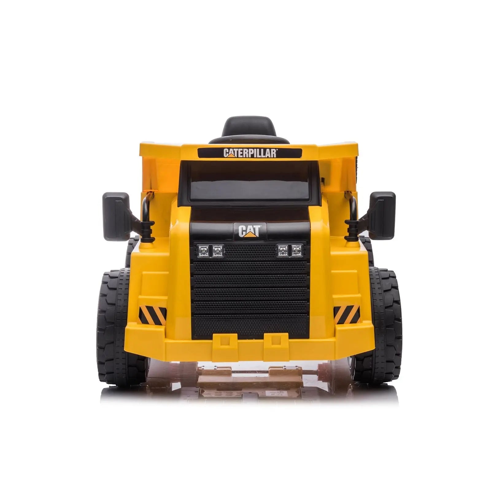 12V CAT Electric Dump Truck 1 Seater Ride-On – wheels and suspension detail | Freddo Toys Canada