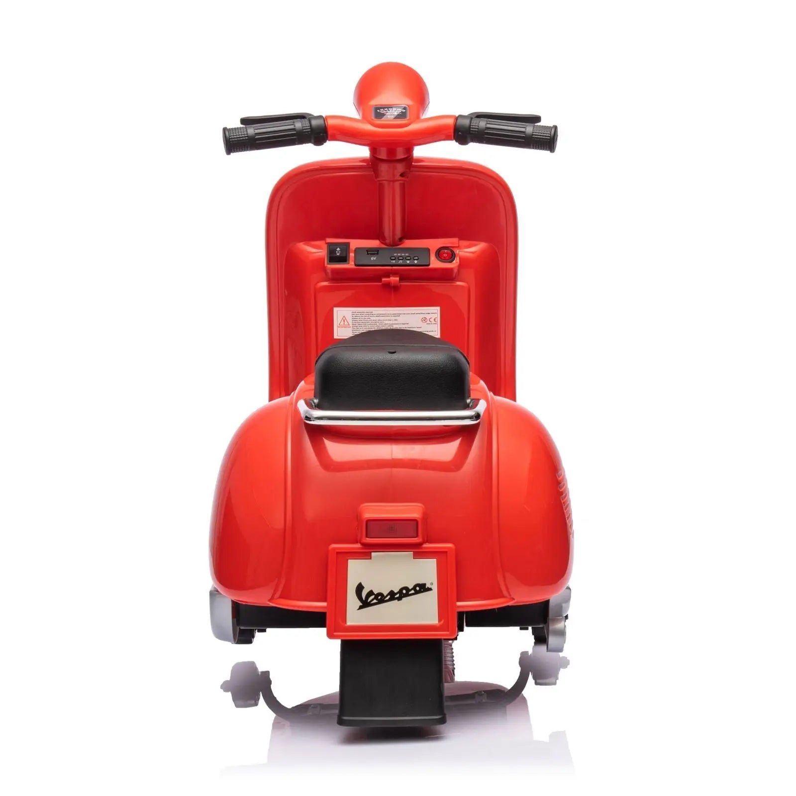 12V Kid's Vespa Electric Ride-On Scooter – wheels and tires detail | Freddo Toys Canada