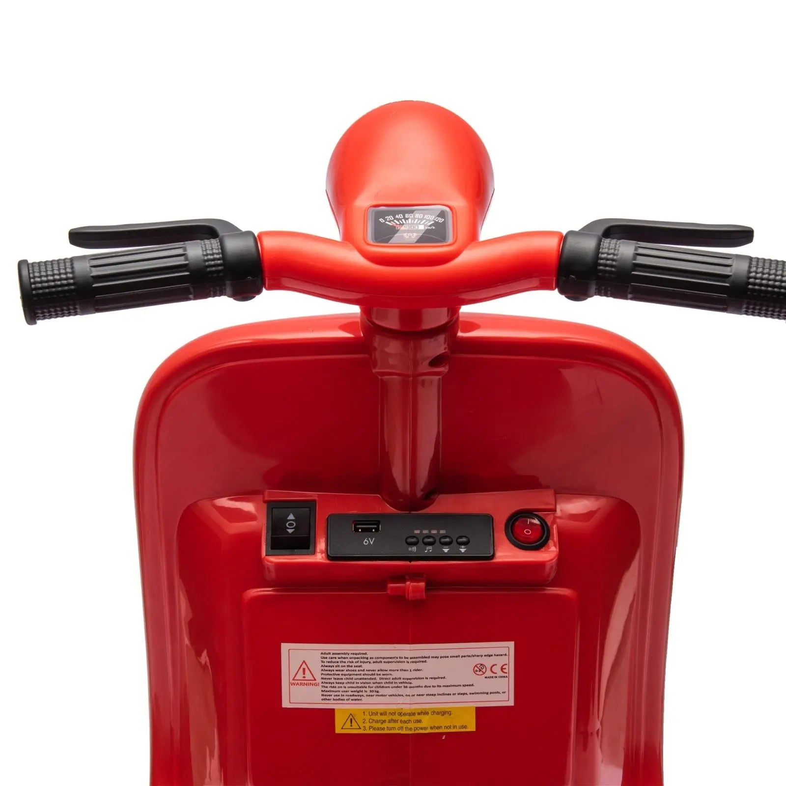 12V Kid's Vespa Electric Ride-On Scooter – feature detail | Freddo Toys Canada