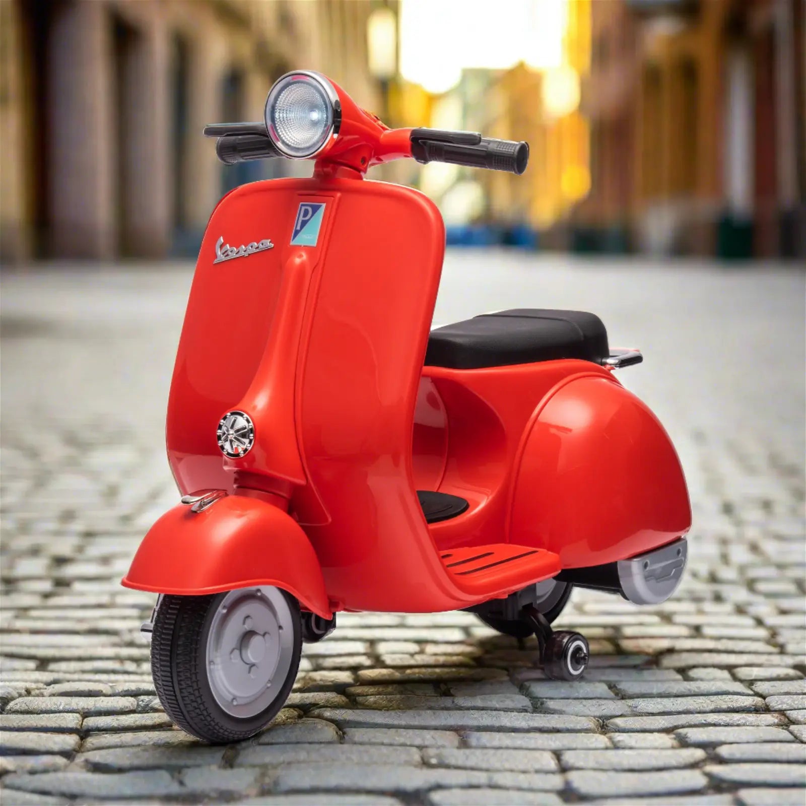 12V Kid's Vespa Electric Ride-On Scooter – full view | Freddo Toys Canada