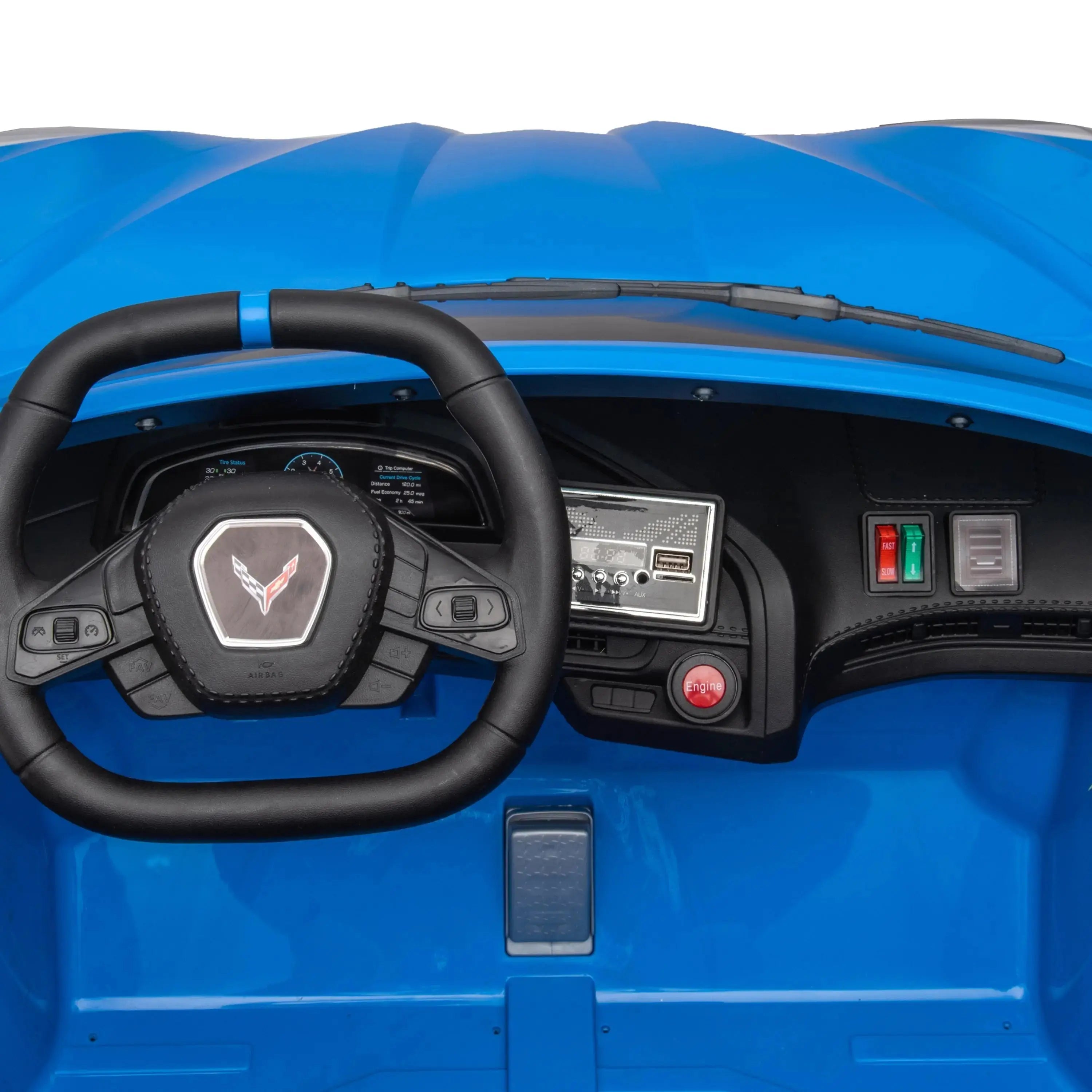 24V Chevrolet Corvette C8 2 Seater Ride on – interior detail (2) | Freddo Toys Canada