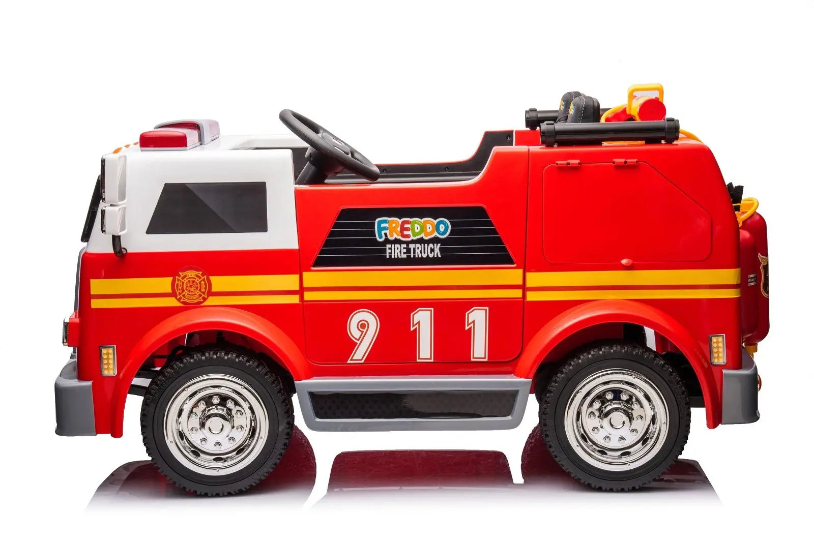 24V Freddo Fire Truck 2-Seater Ride on – side view | Freddo Toys Canada