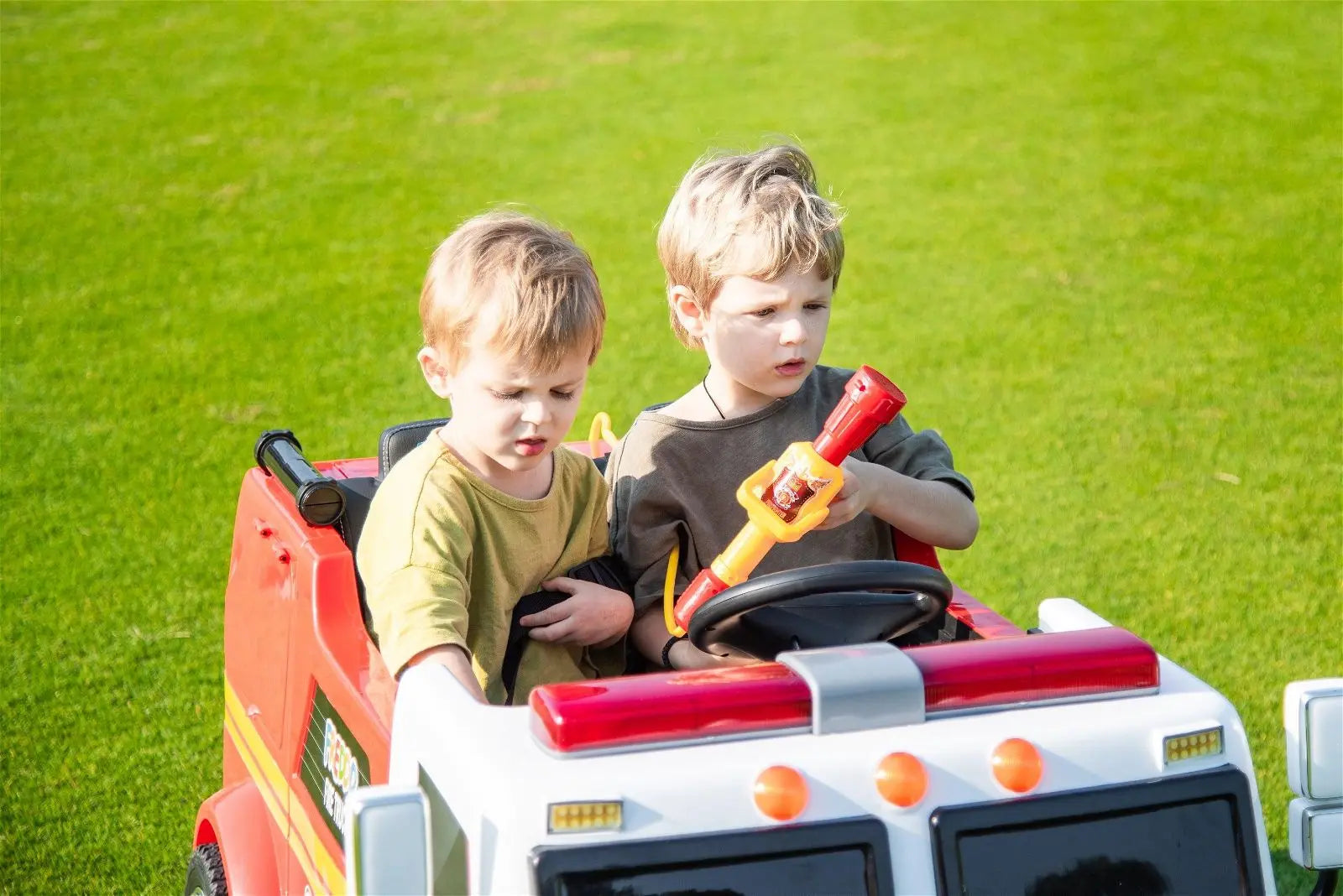 24V Freddo Fire Truck 2-Seater Ride on – rear view | Freddo Toys Canada