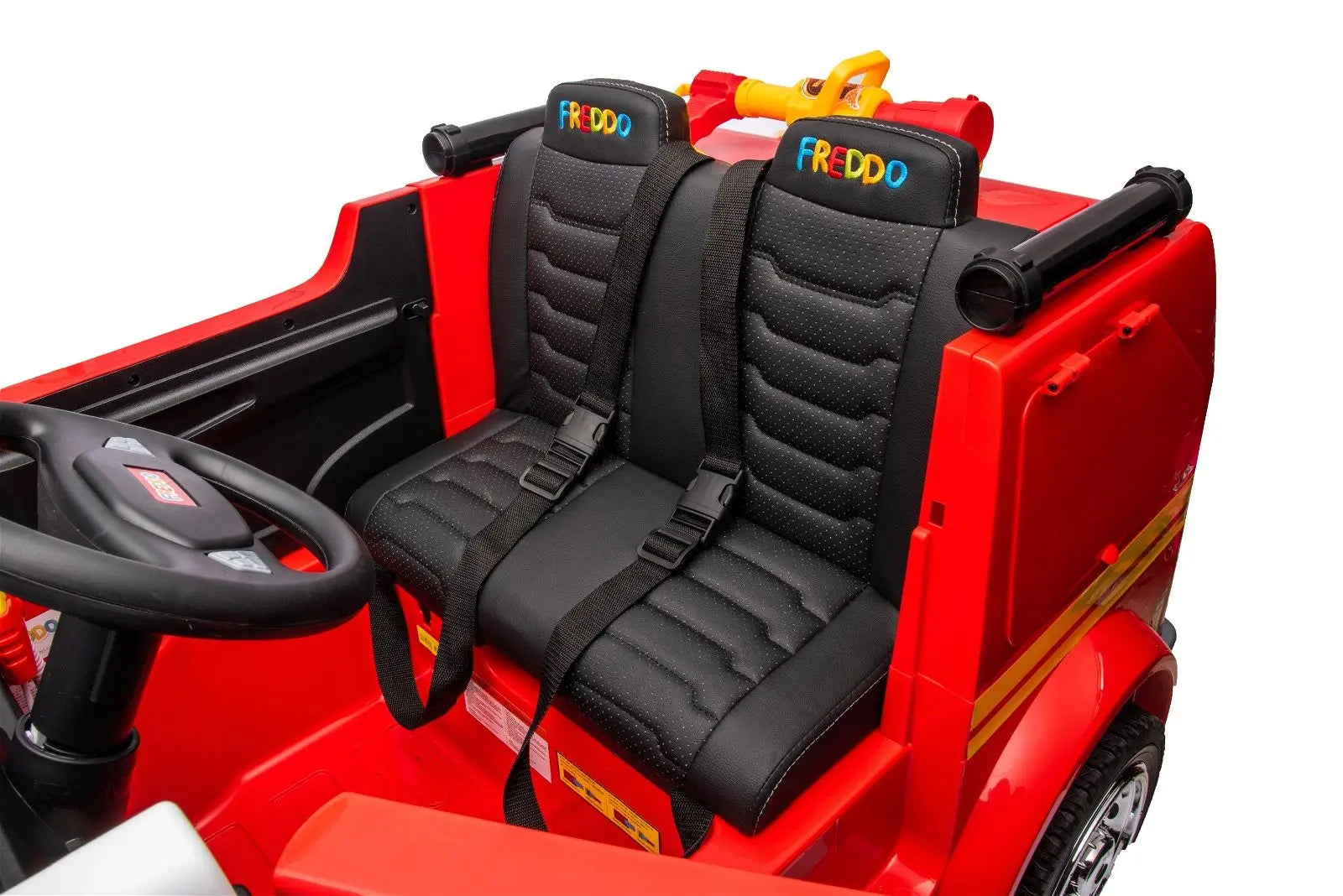 24V Freddo Fire Truck 2-Seater Ride on – parental remote control | Freddo Toys Canada