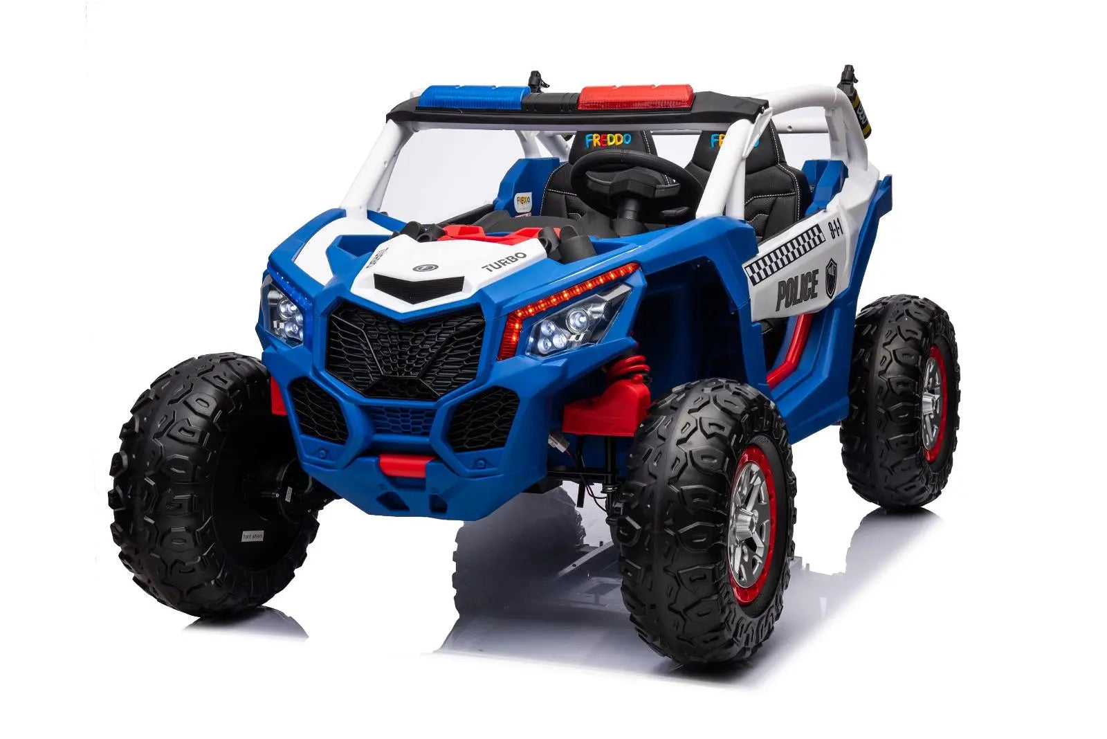 24V 4x4 Freddo Storm Police UTV 2-Seater for Kids with Lights & Sirens for Action-Packed Adventures | Freddo Toys Canada