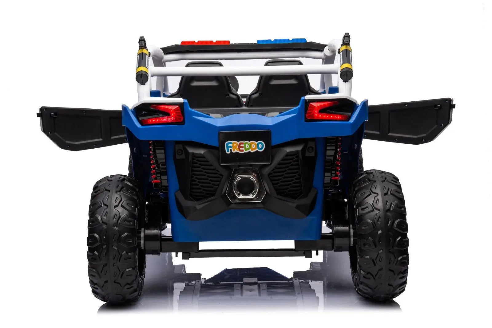 24V 4x4 Freddo Storm Police UTV 2-Seater for Kids with Lights & Sirens for Action-Packed Adventures – front three-quarter view | Freddo Toys Canada