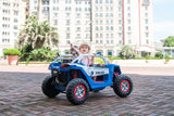 24V 4x4 Freddo Storm Police UTV 2-Seater for Kids with Lights & Sirens for Action-Packed Adventures – steering wheel and controls | Freddo Toys Canada