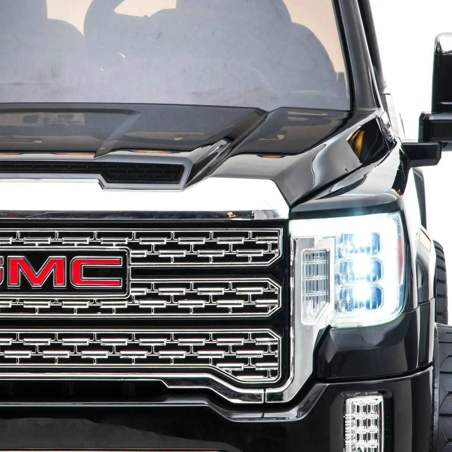 24V GMC Denali 2 Seater Ride on Car With Parental Remote Control by Freddo – LED headlights detail | Freddo Toys Canada