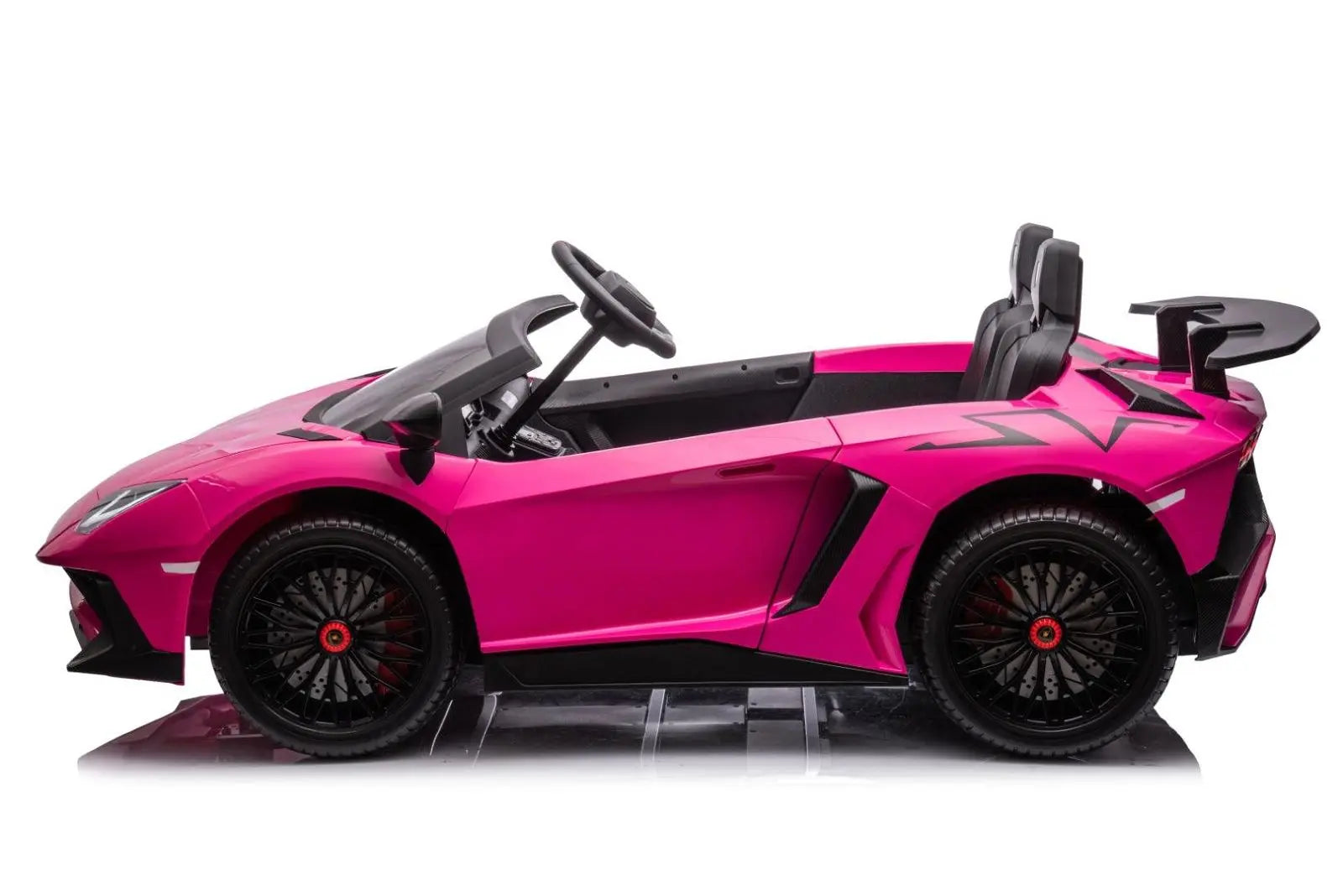 24V Lamborghini Aventador 2 Seater Ride On Car for Kids: Advanced Brushless Motor & Differential for High-Octane Fun – dashboard and seat | Freddo Toys Canada