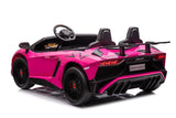24V Lamborghini Aventador 2 Seater Ride On Car for Kids: Advanced Brushless Motor & Differential for High-Octane Fun – rear three-quarter view | Freddo Toys Canada