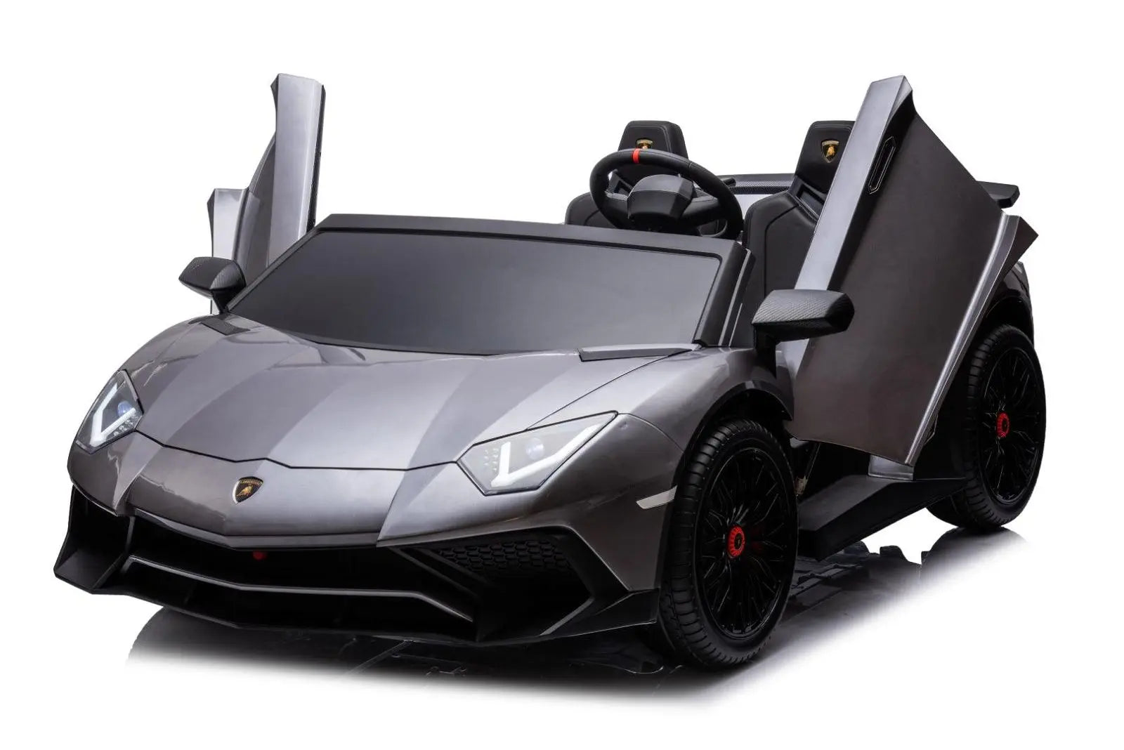 24V Lamborghini Aventador 2 Seater Ride On Car for Kids: Advanced Brushless Motor & Differential for High-Octane Fun – steering wheel and controls (2) | Freddo Toys Canada