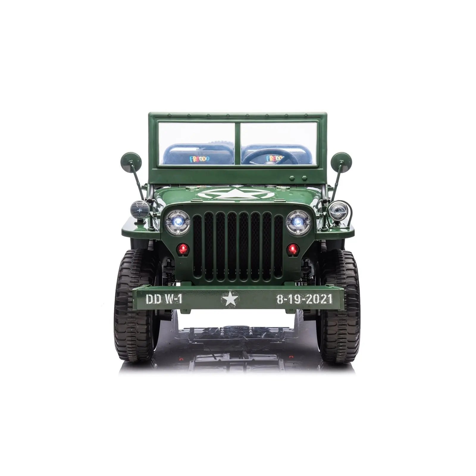 24V Military Willy Truck 3 Seater Electric Ride on – front three-quarter view | Freddo Toys Canada