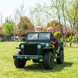 24V Military Willy Truck 3 Seater Electric Ride on – dashboard and seat | Freddo Toys Canada