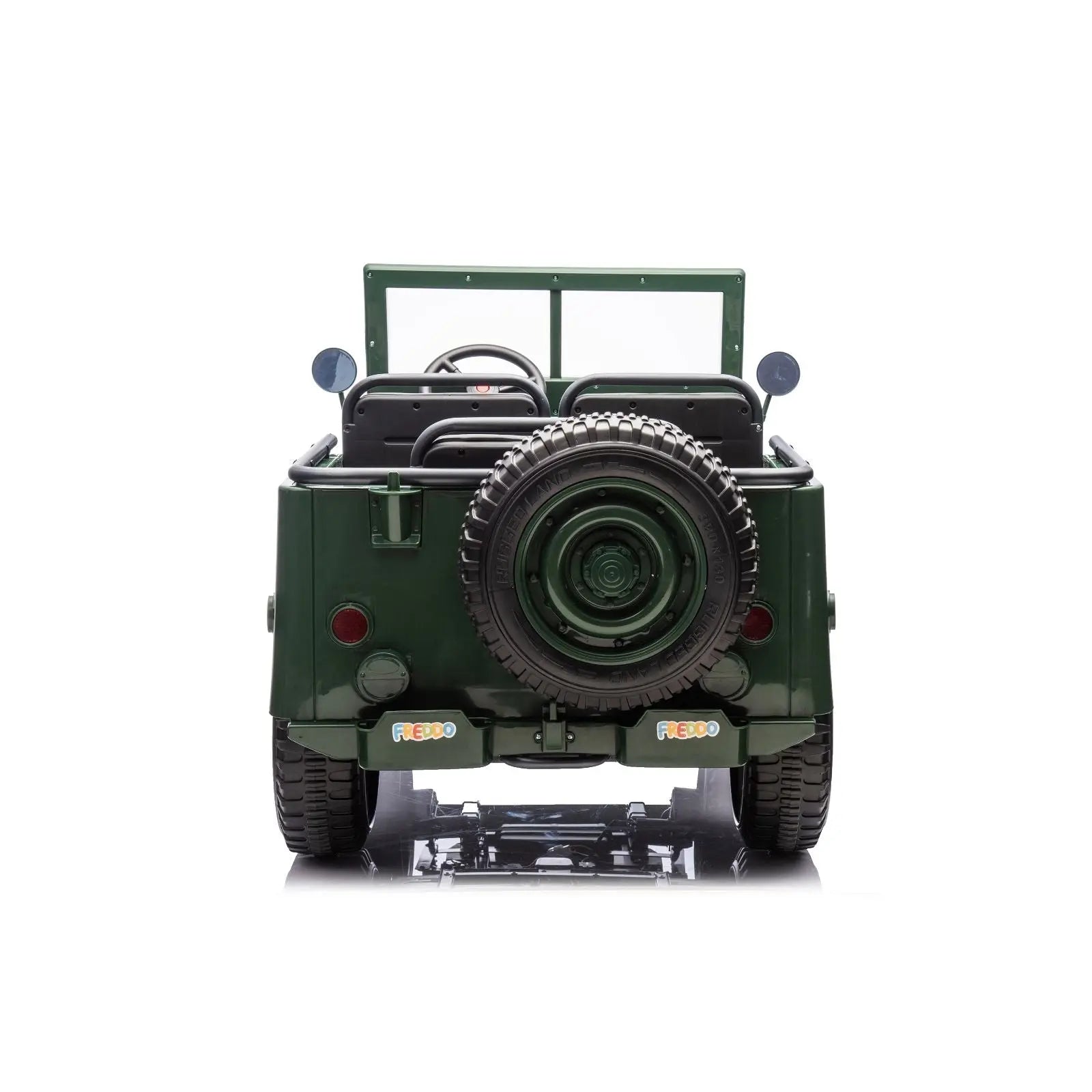 24V Military Willy Truck 3 Seater Electric Ride on – steering wheel and controls | Freddo Toys Canada