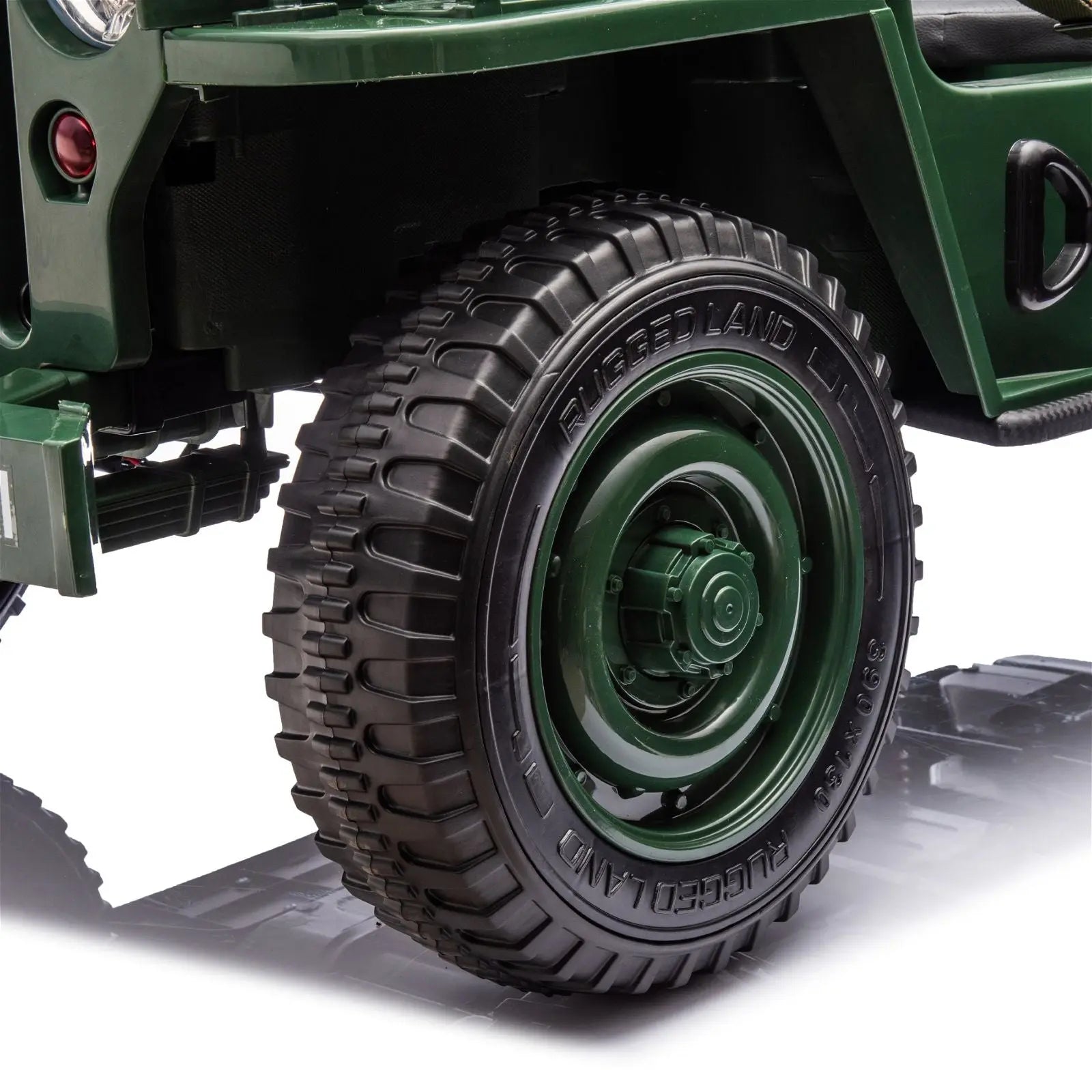 24V Military Willy Truck 3 Seater Electric Ride on – LED headlights detail | Freddo Toys Canada