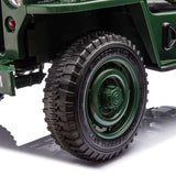 24V Military Willy Truck 3 Seater Electric Ride on – LED headlights detail | Freddo Toys Canada