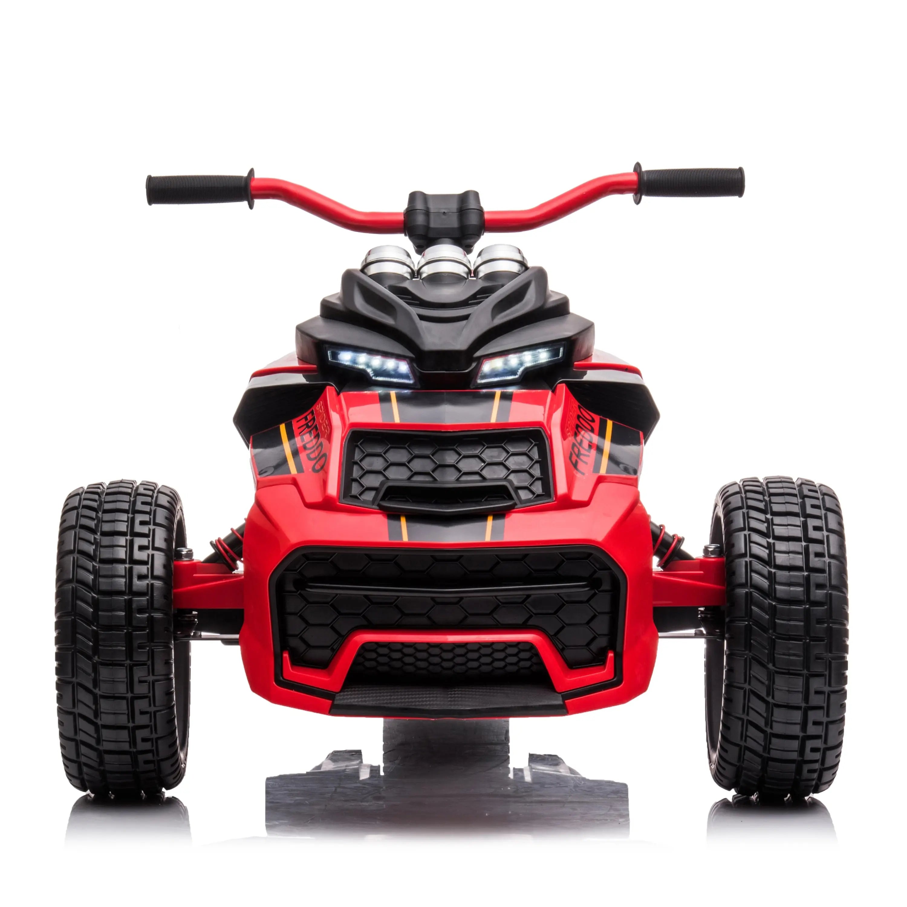 24V Freddo Spider 2 Seater Ride-On 3 Wheel Motorcycle – headlight detail | Freddo Toys Canada