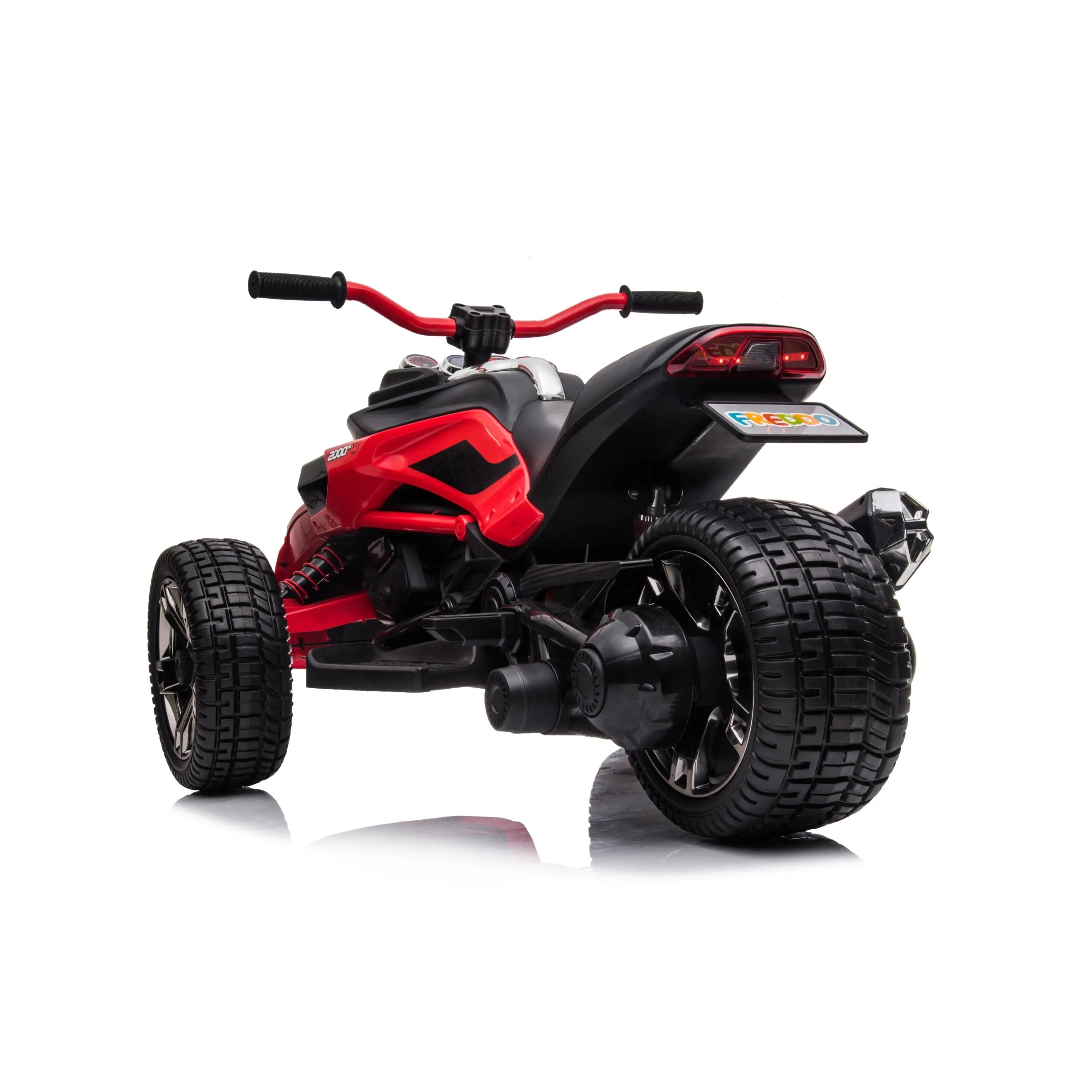 Child riding the 24V Freddo Spider 2 Seater Ride-On 3 Wheel Motorcycle | Freddo Toys Canada
