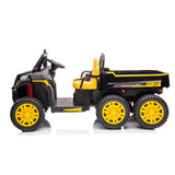 24V 6 Wheeler Freddo Tractor Trailer 2 Seater Ride-on with Dump Cart and Parental Remote – feature detail | Freddo Toys Canada