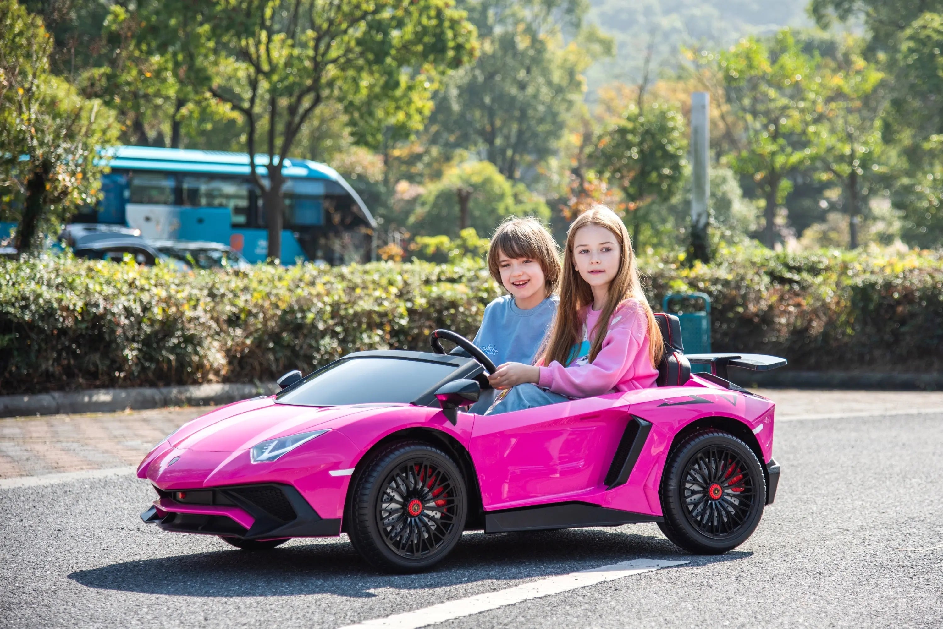 24V Lamborghini Aventador 2 Seater Ride On Car for Kids: Advanced Brushless Motor & Differential for High-Octane Fun – front view | Freddo Toys Canada
