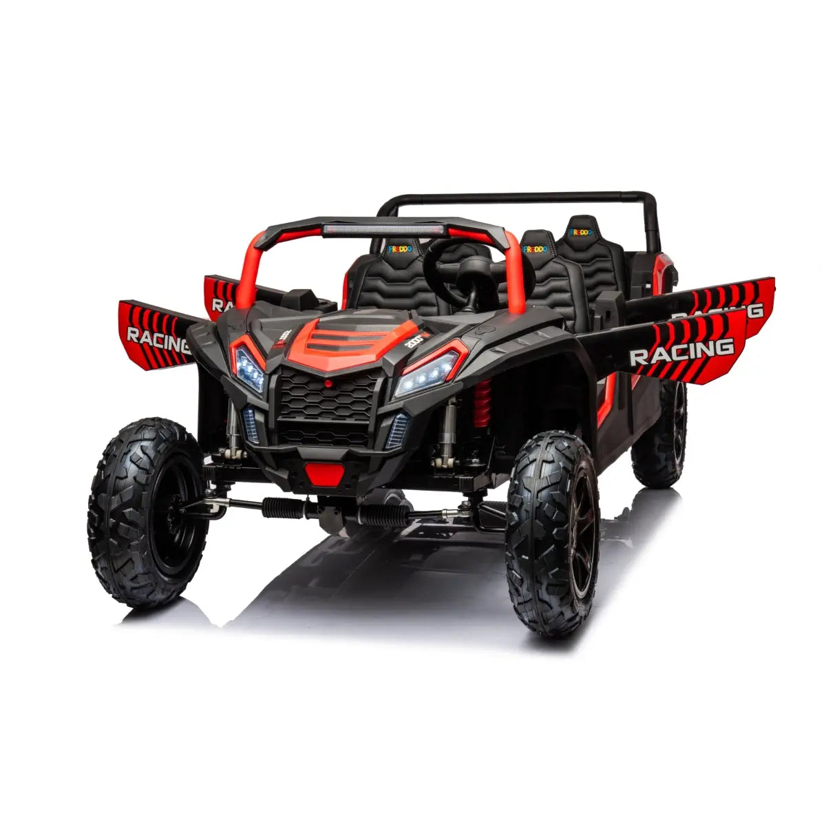 48V Freddo Beast XL: World's Fastest Kids' 4-Seater Dune Buggy with Advanced Brushless Motor & Precision Differential – front three-quarter view | Freddo Toys Canada