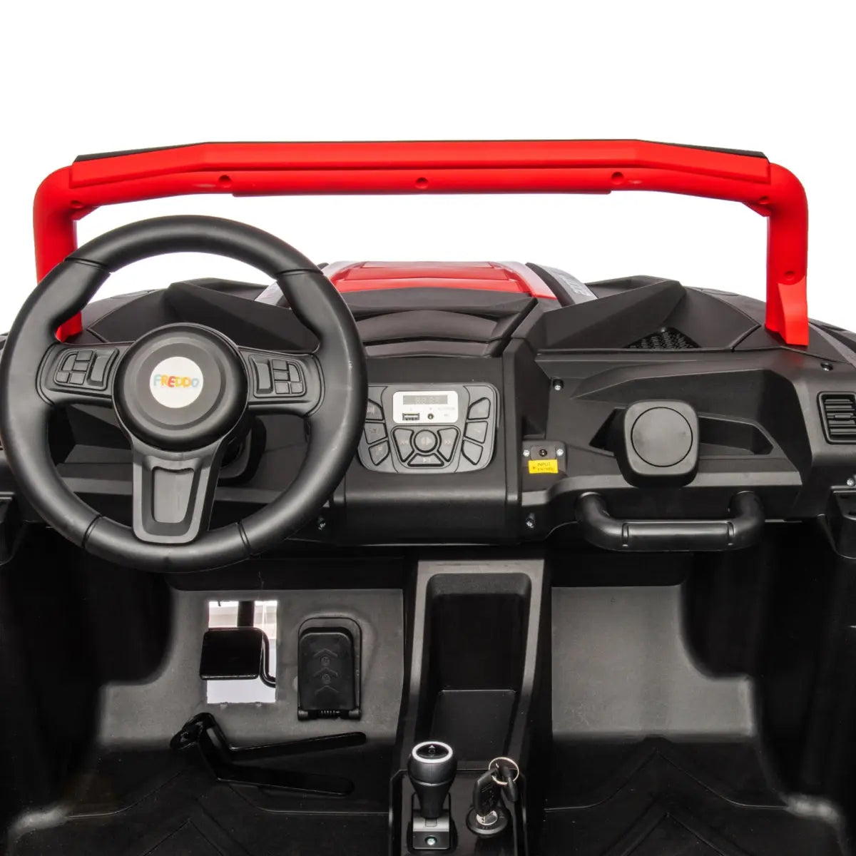 48V Freddo Beast XL: World's Fastest Kids' 4-Seater Dune Buggy with Advanced Brushless Motor & Precision Differential – steering wheel and controls | Freddo Toys Canada