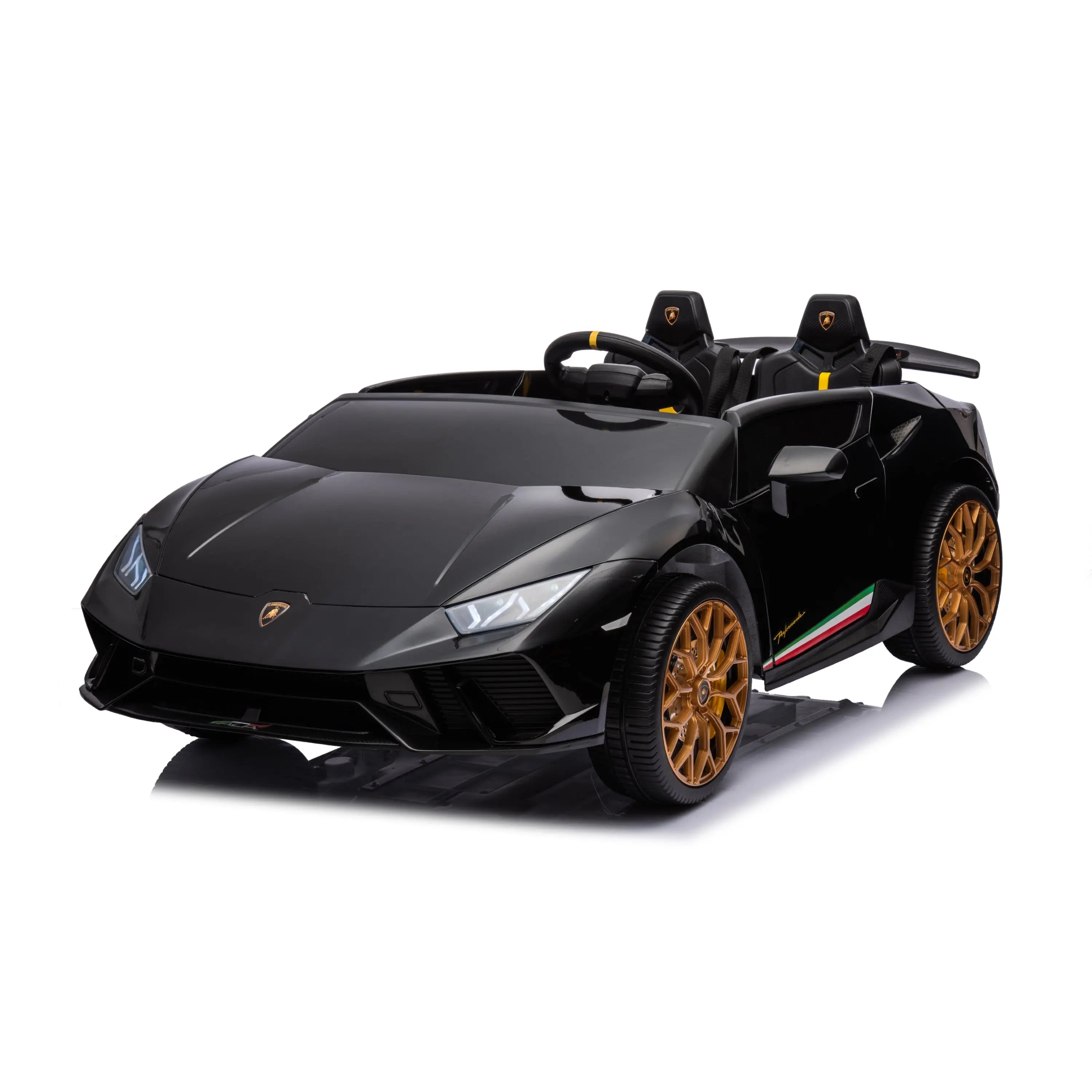 24V Lamborghini Huracan 2 Seater Kids' Electric Ride-On – steering wheel and controls | Freddo Toys Canada