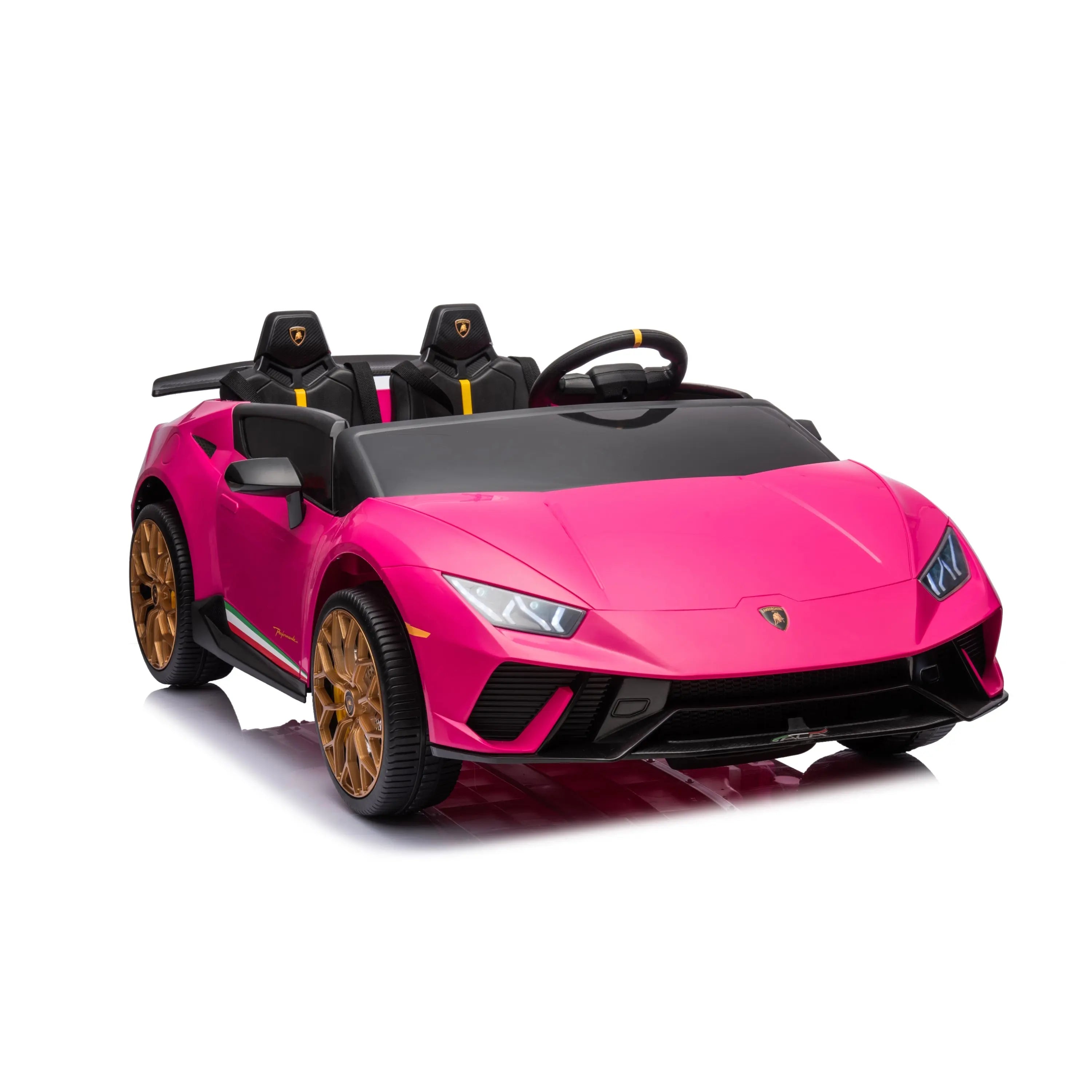 24V Lamborghini Huracan 2 Seater Kids' Electric Ride-On – rear three-quarter view | Freddo Toys Canada