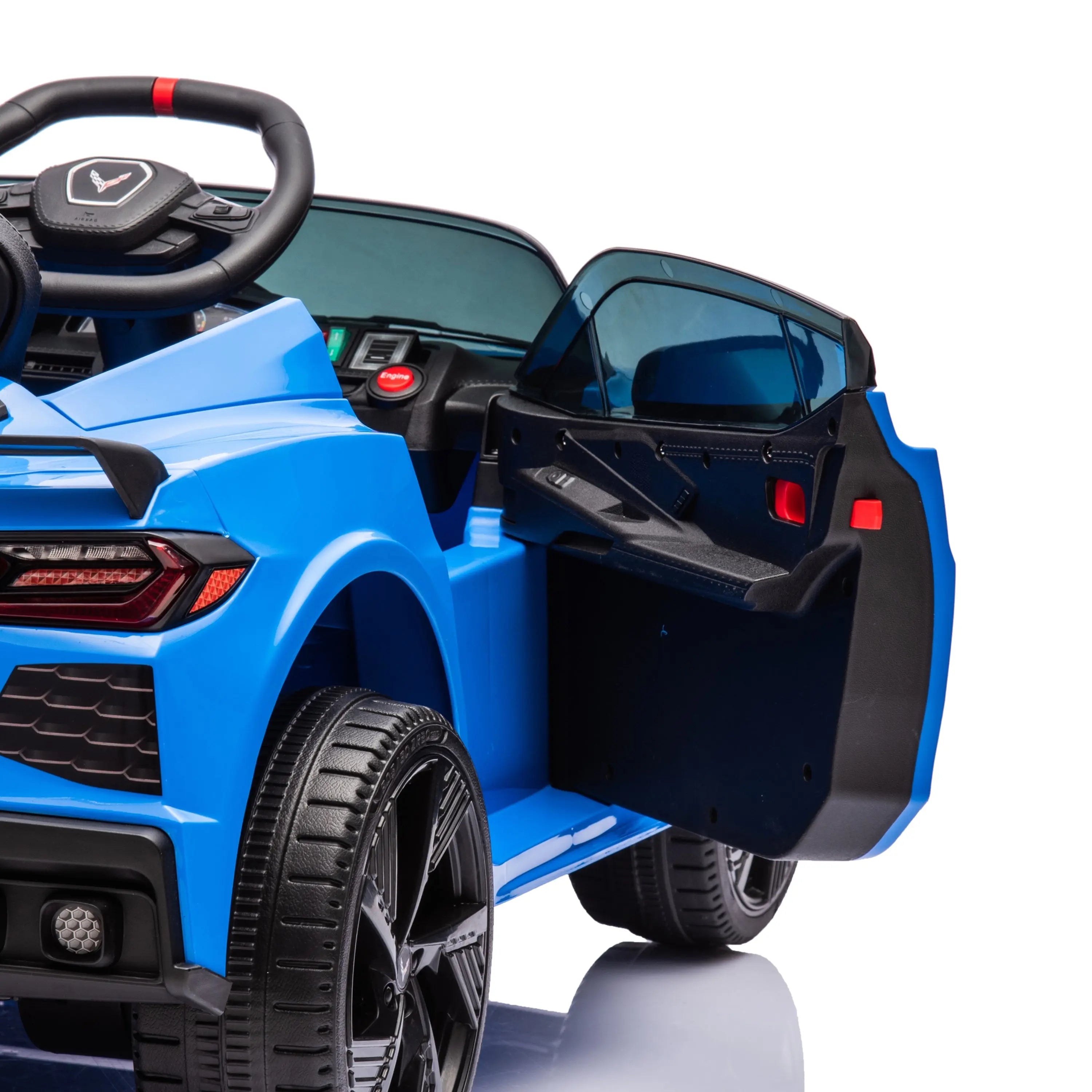 12V Chevrolet Corvette C8 1-Seater Kids Ride-On Car – front three-quarter view | Freddo Toys Canada