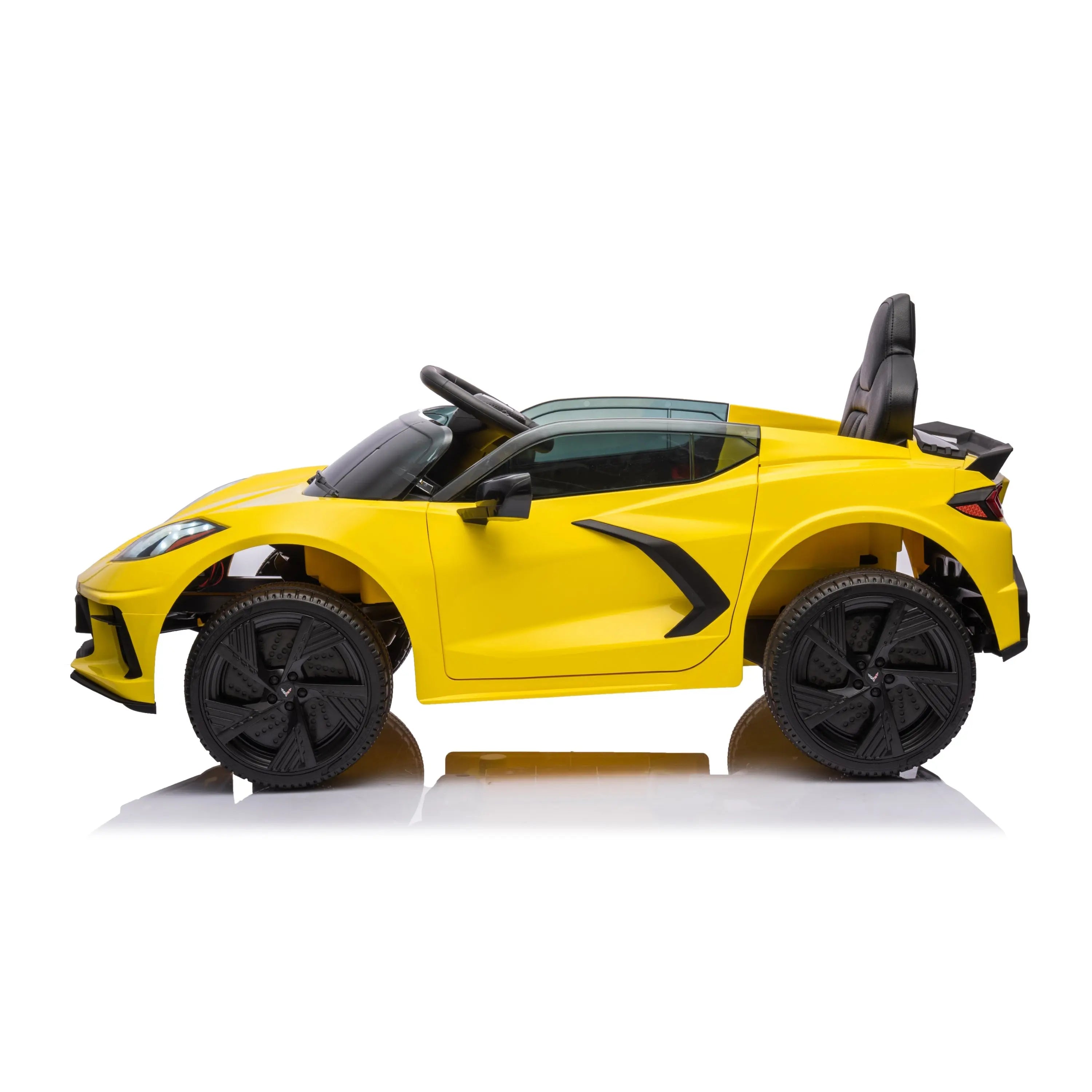 12V Chevrolet Corvette C8 1-Seater Kids Ride-On Car – front three-quarter view (2) | Freddo Toys Canada