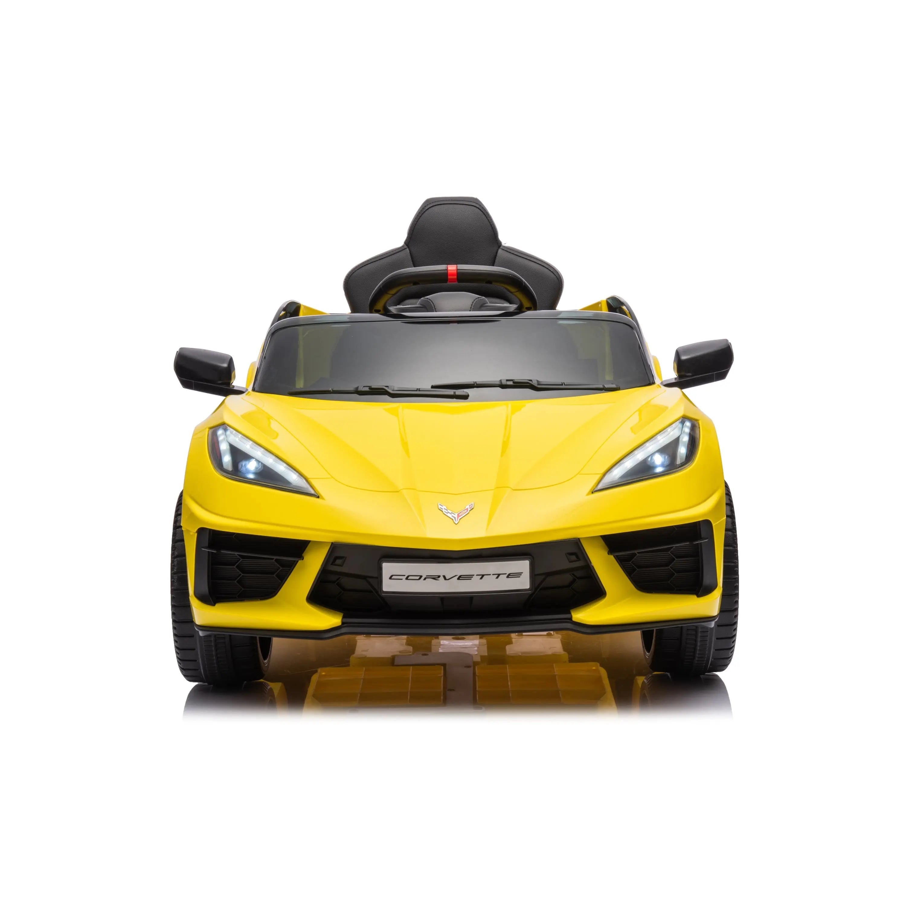 12V Chevrolet Corvette C8 1-Seater Kids Ride-On Car – steering wheel and controls (2) | Freddo Toys Canada
