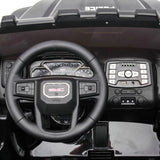 24V GMC Sierra Denali 2 Seater Police Ride-On Truck – steering wheel and controls | Freddo Toys Canada