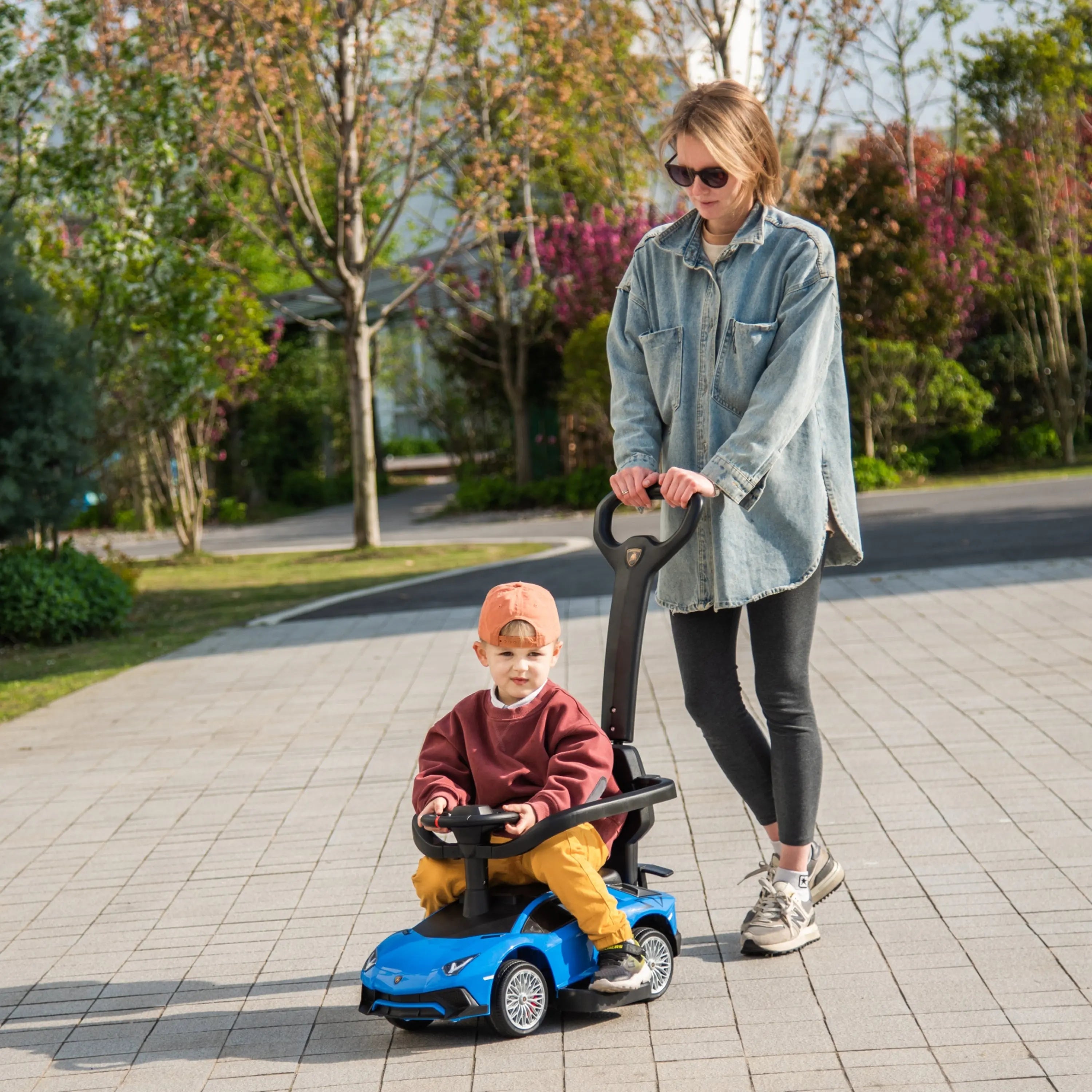 Lamborghini 3-in-1 Kids Push Ride On Toy Car – rear view | Freddo Toys Canada