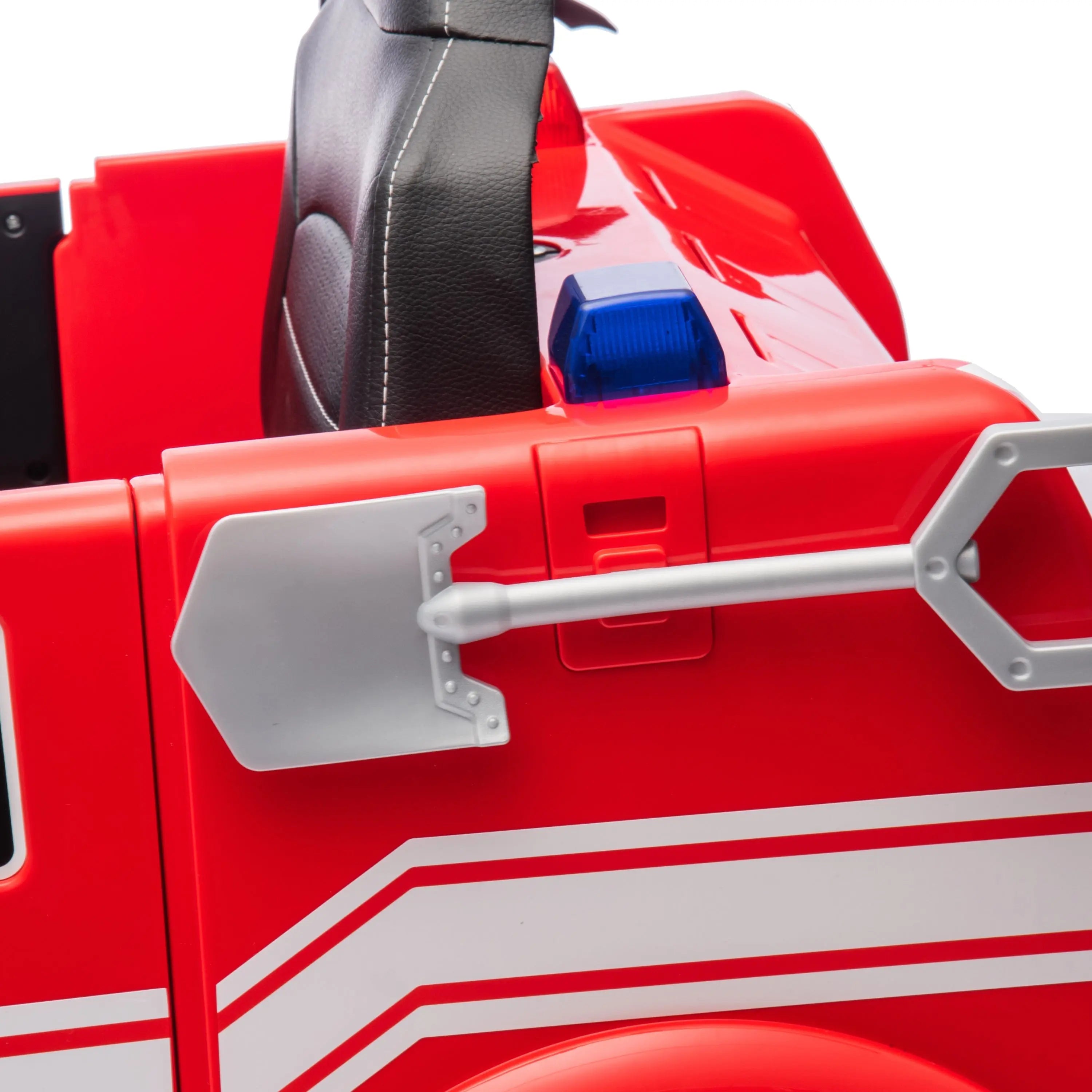 12V Freddo Fire Truck 1 Seater Ride on – rear three-quarter view | Freddo Toys Canada