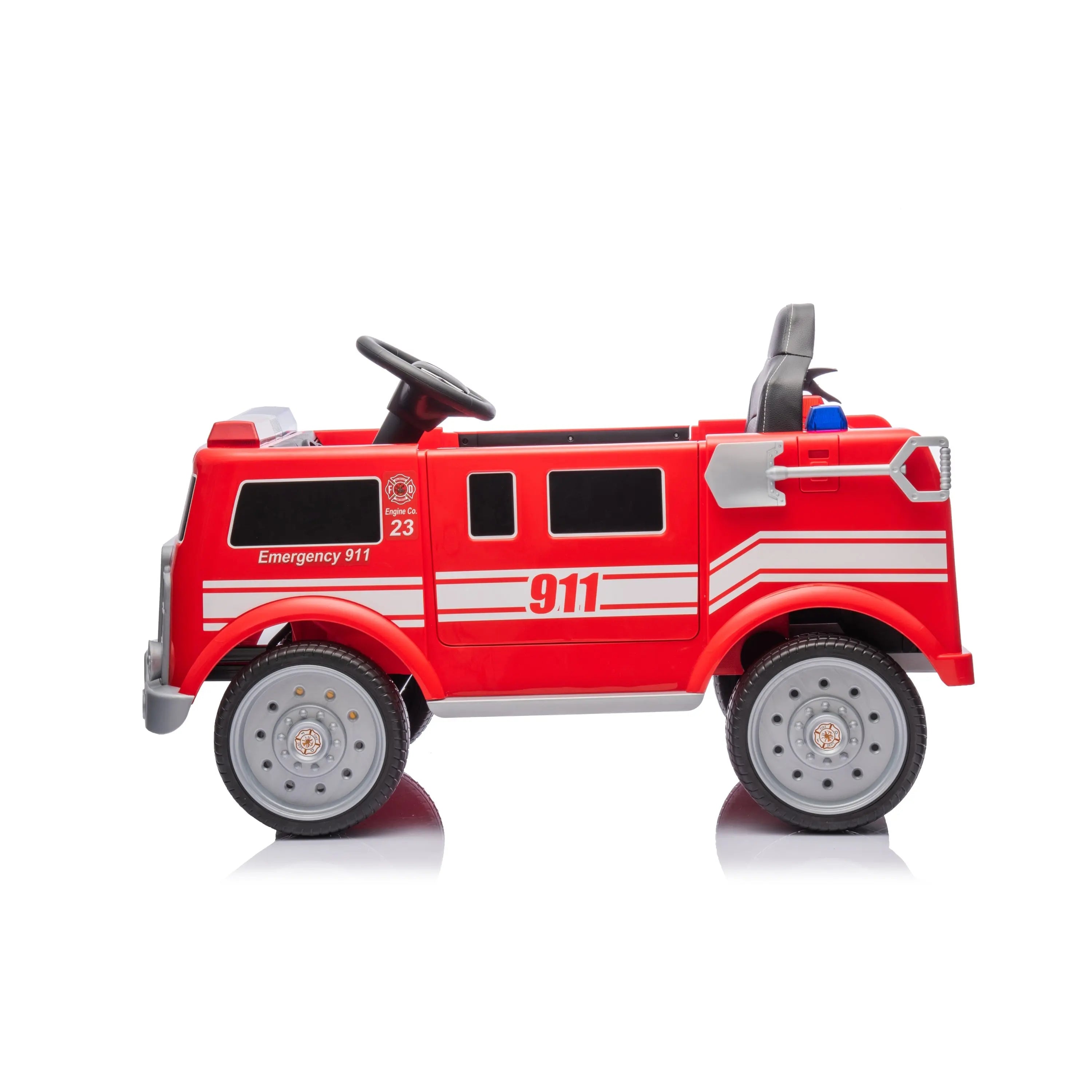12V Freddo Fire Truck 1 Seater Ride on – side view | Freddo Toys Canada