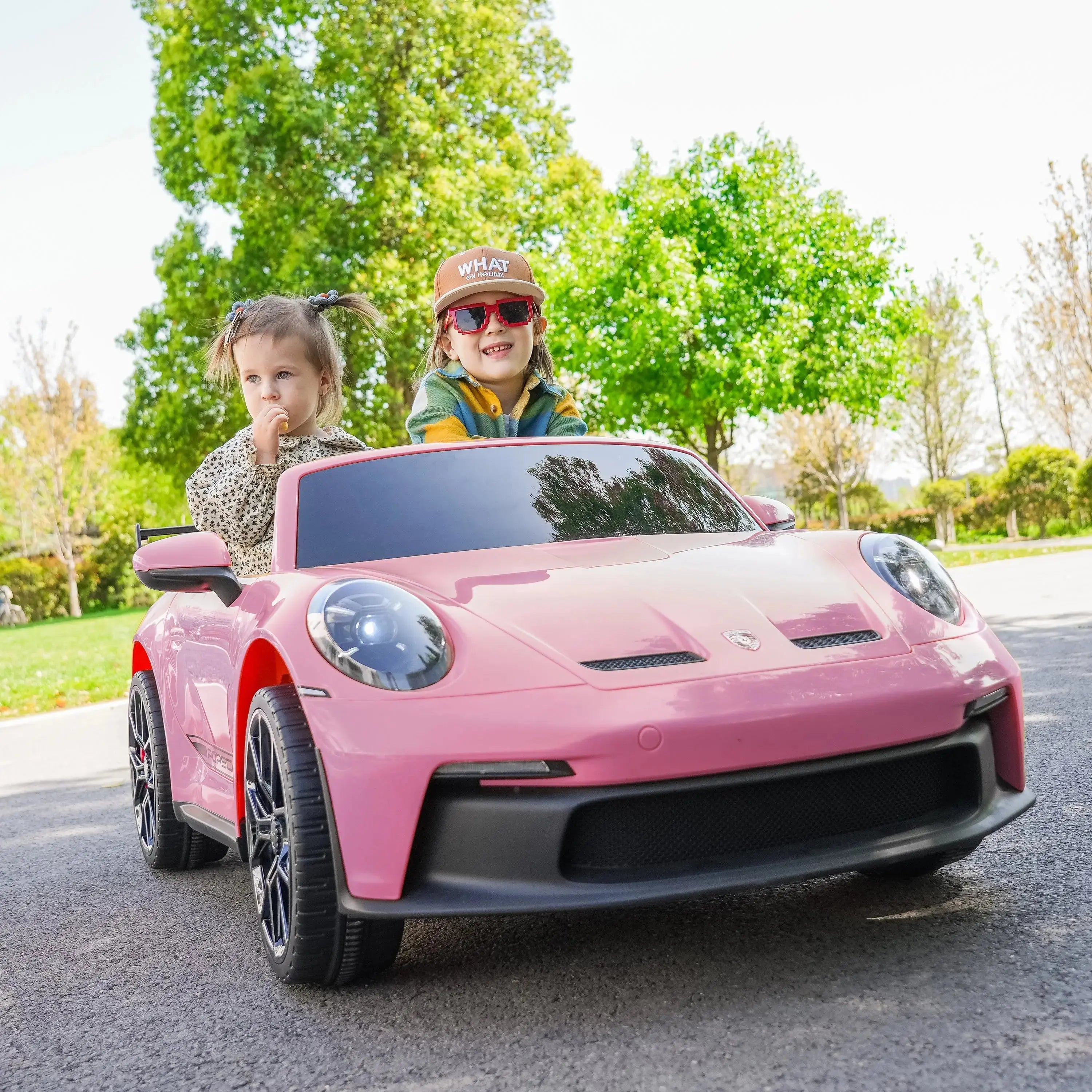 24V Porsche 911 GT3 2 Seater - NEW Silent Motor – front three-quarter view | Freddo Toys Canada