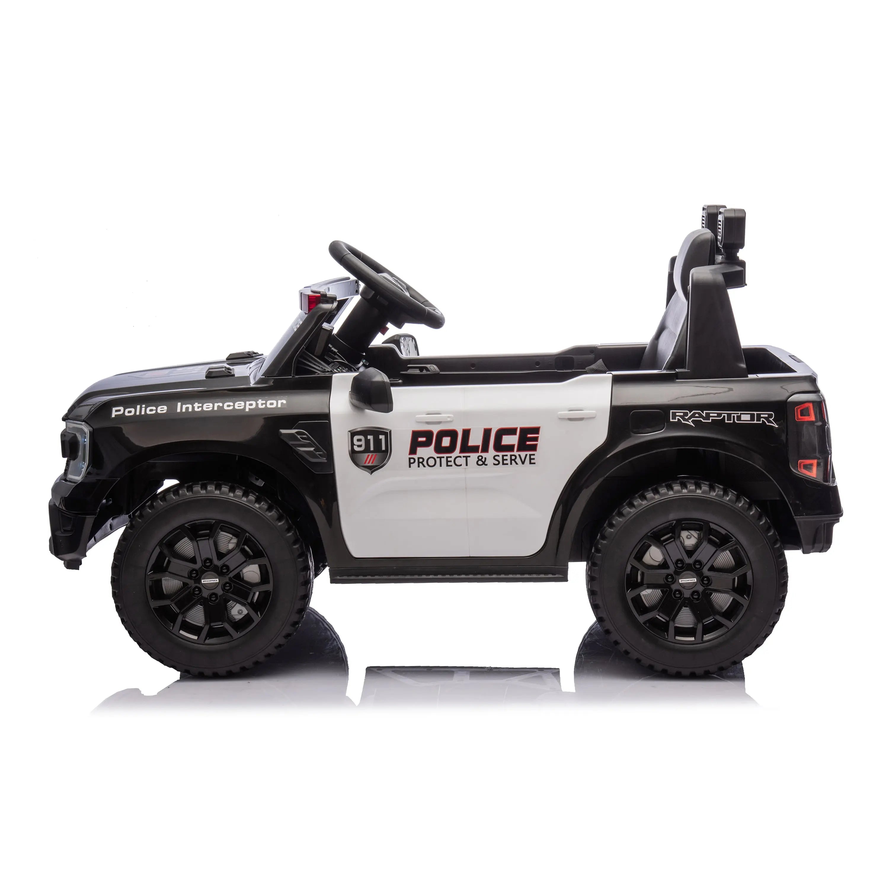 12V Licensed Ford Raptor Police Interceptor Kids Ride-On Truck — view 3