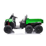 24V 6 Wheeler Freddo Tractor Trailer 2 Seater Ride-on with Dump Cart and Parental Remote – side view | Freddo Toys Canada