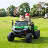 24V 6 Wheeler Freddo Tractor Trailer 2 Seater Ride-on with Dump Cart and Parental Remote – front view | Freddo Toys Canada
