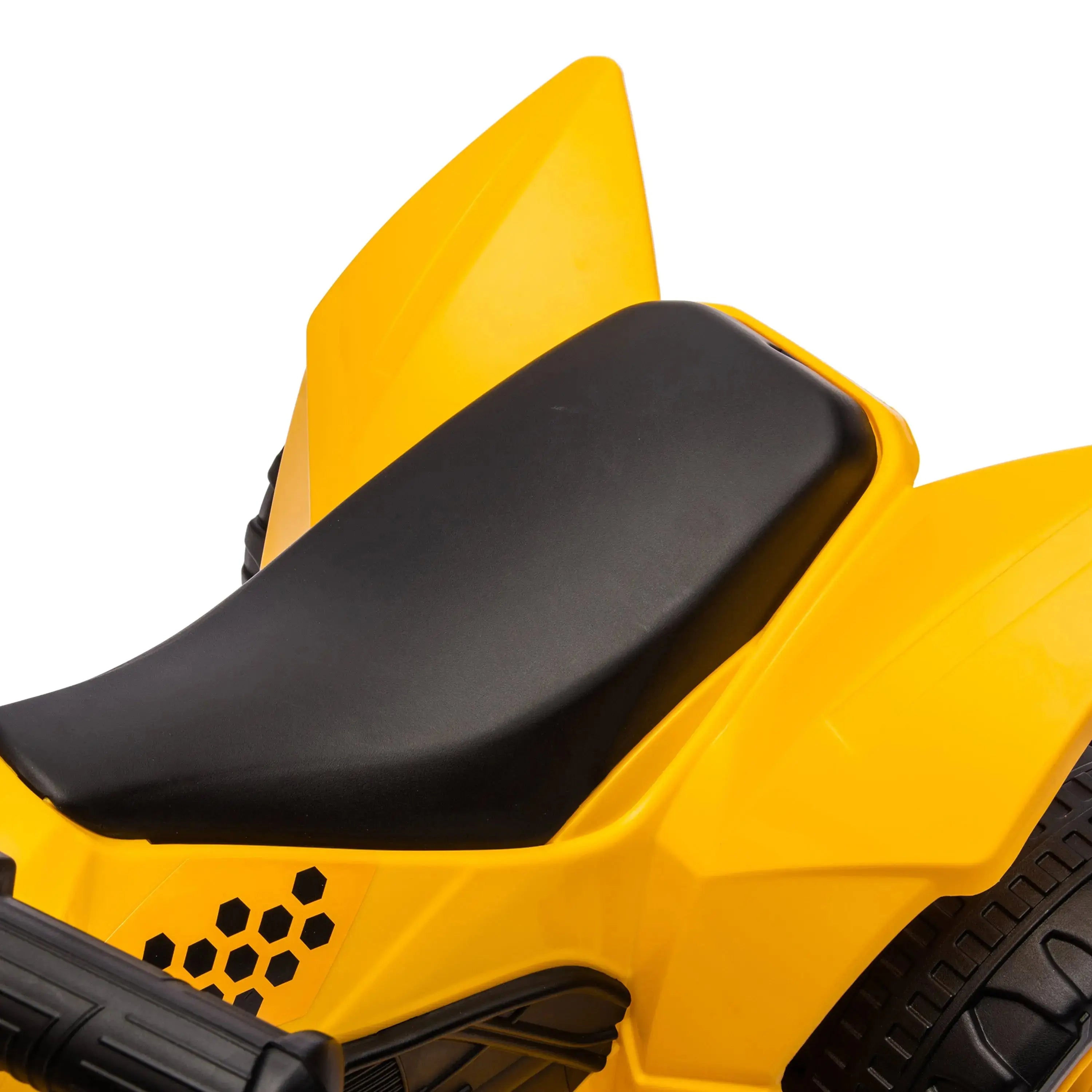 Mini CAT ATV 6V Ride-on – wheels and suspension detail | Freddo Toys Canada