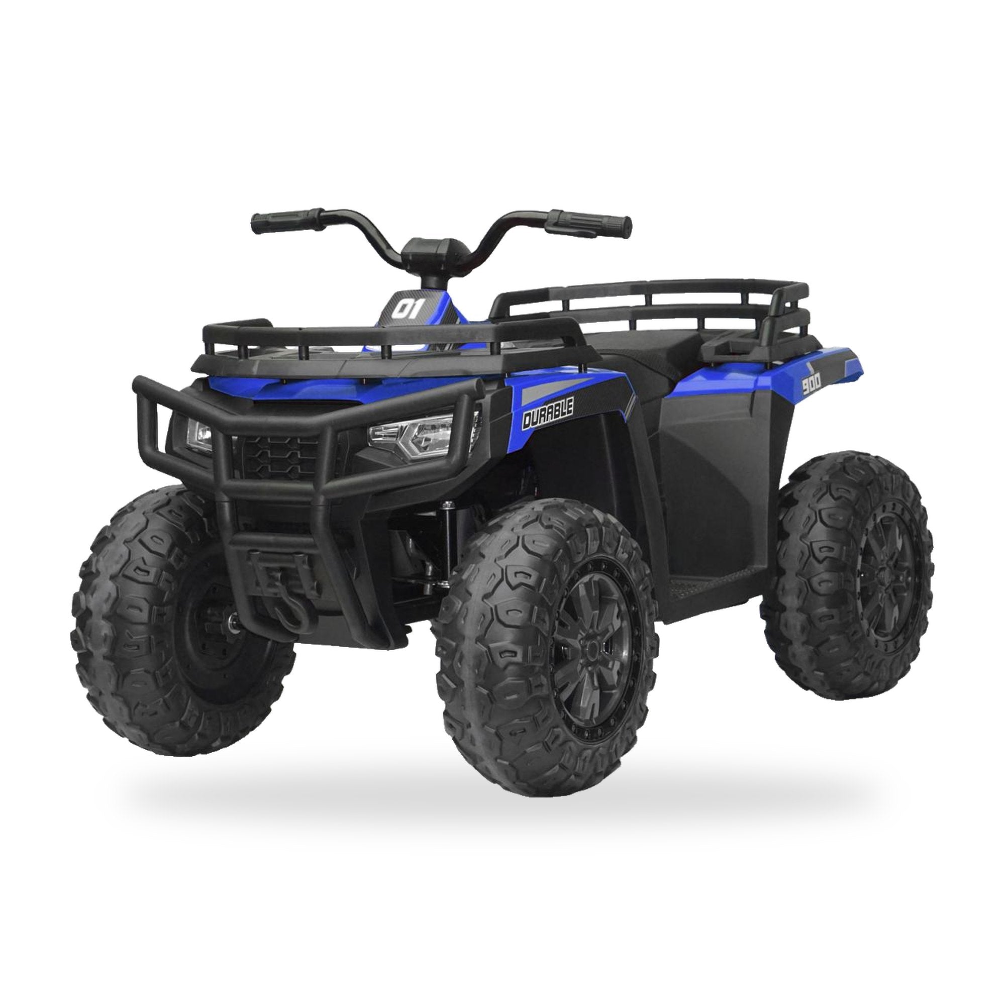 24V Freddo Pioneer Kids Electric ATV with Brushless Motor, Air Tires & Suspension - Blue