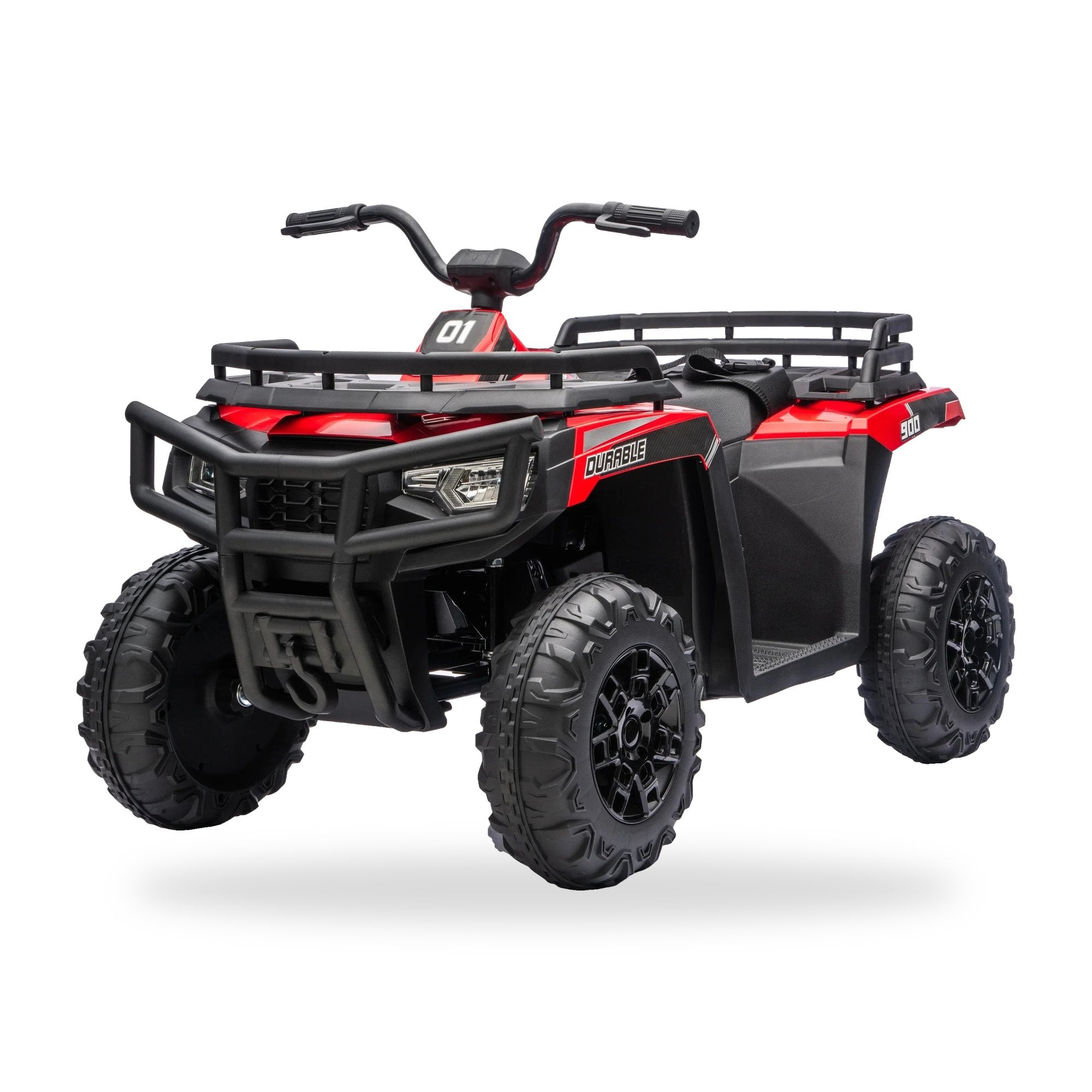 24V Freddo Pioneer Kids Electric ATV with Brushless Motor, Air Tires & Suspension - Red
