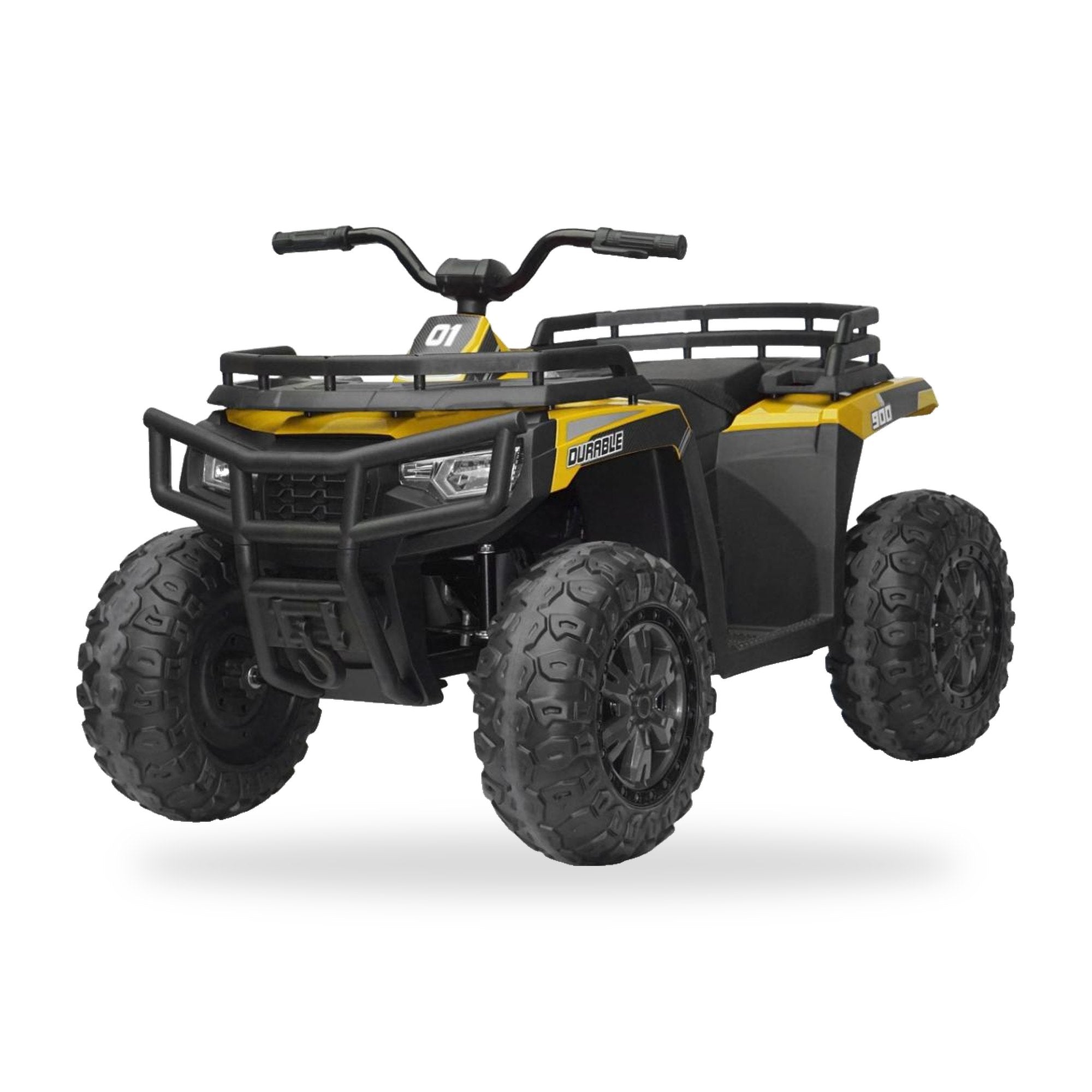 24V Freddo Pioneer Kids Electric ATV with Brushless Motor, Air Tires & Suspension - Yellow