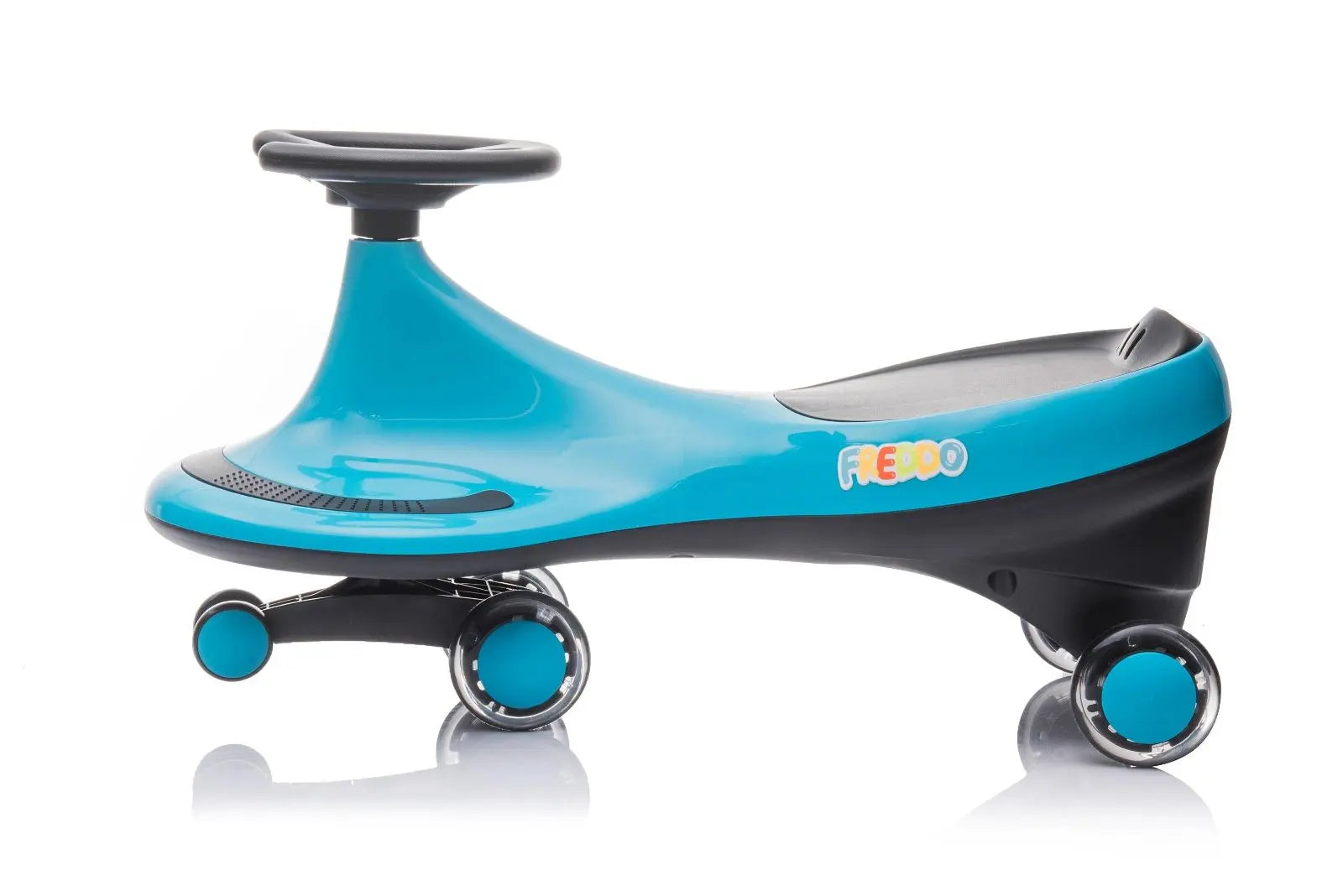 Freddo Toys Swing Car with Flashing Wheels – side profile | Freddo Toys Canada