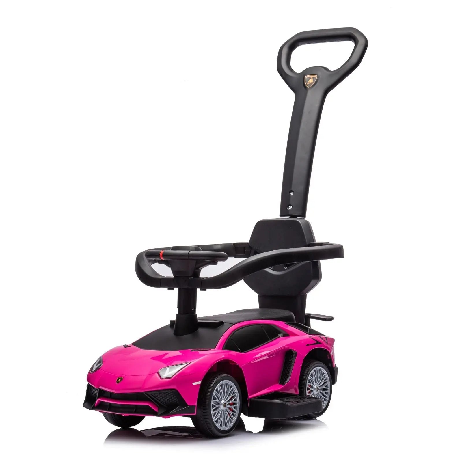 Lamborghini 3-in-1 Kids Push Ride On Toy Car – front three-quarter view (2) | Freddo Toys Canada