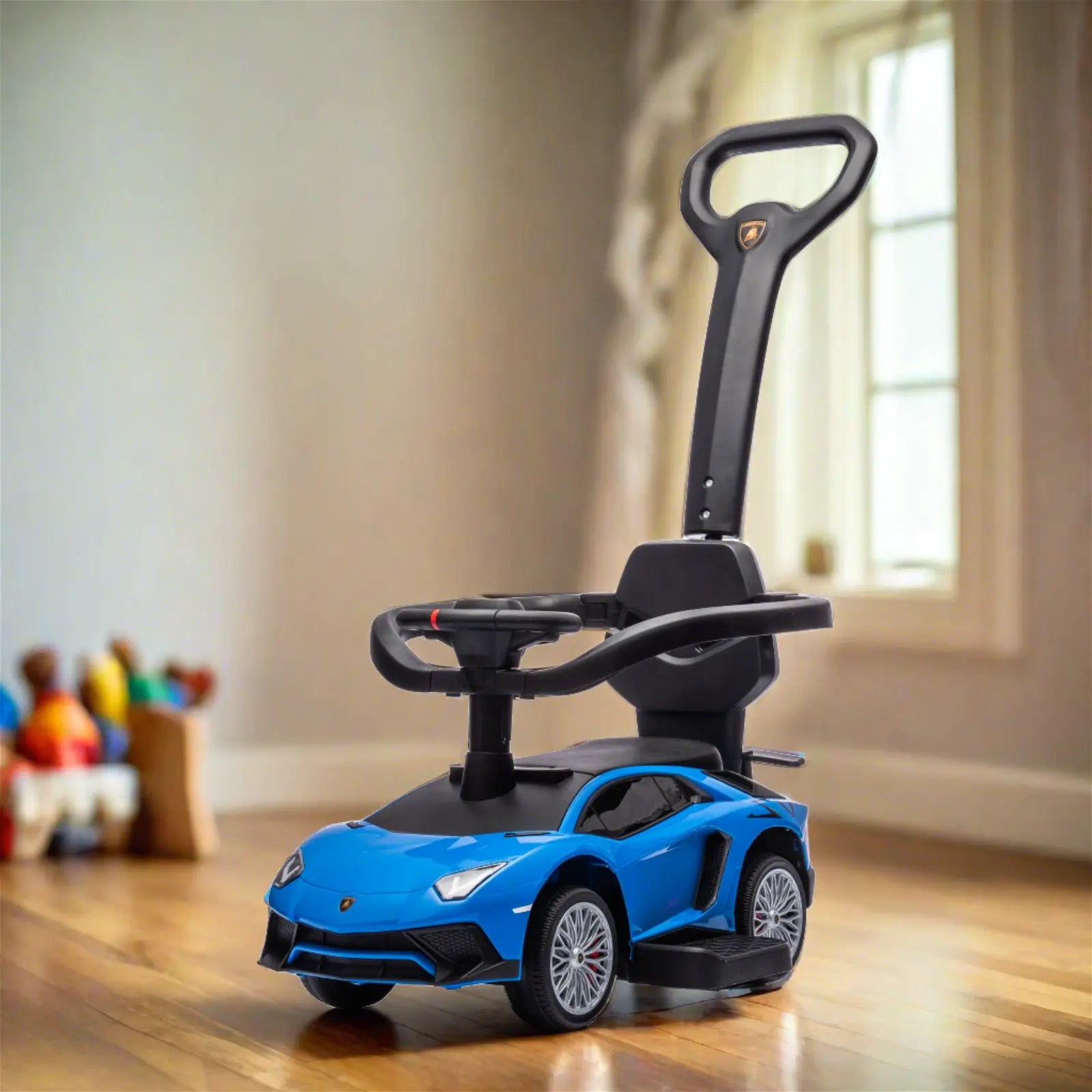 Lamborghini 3-in-1 Kids Push Ride On Toy Car – open doors | Freddo Toys Canada